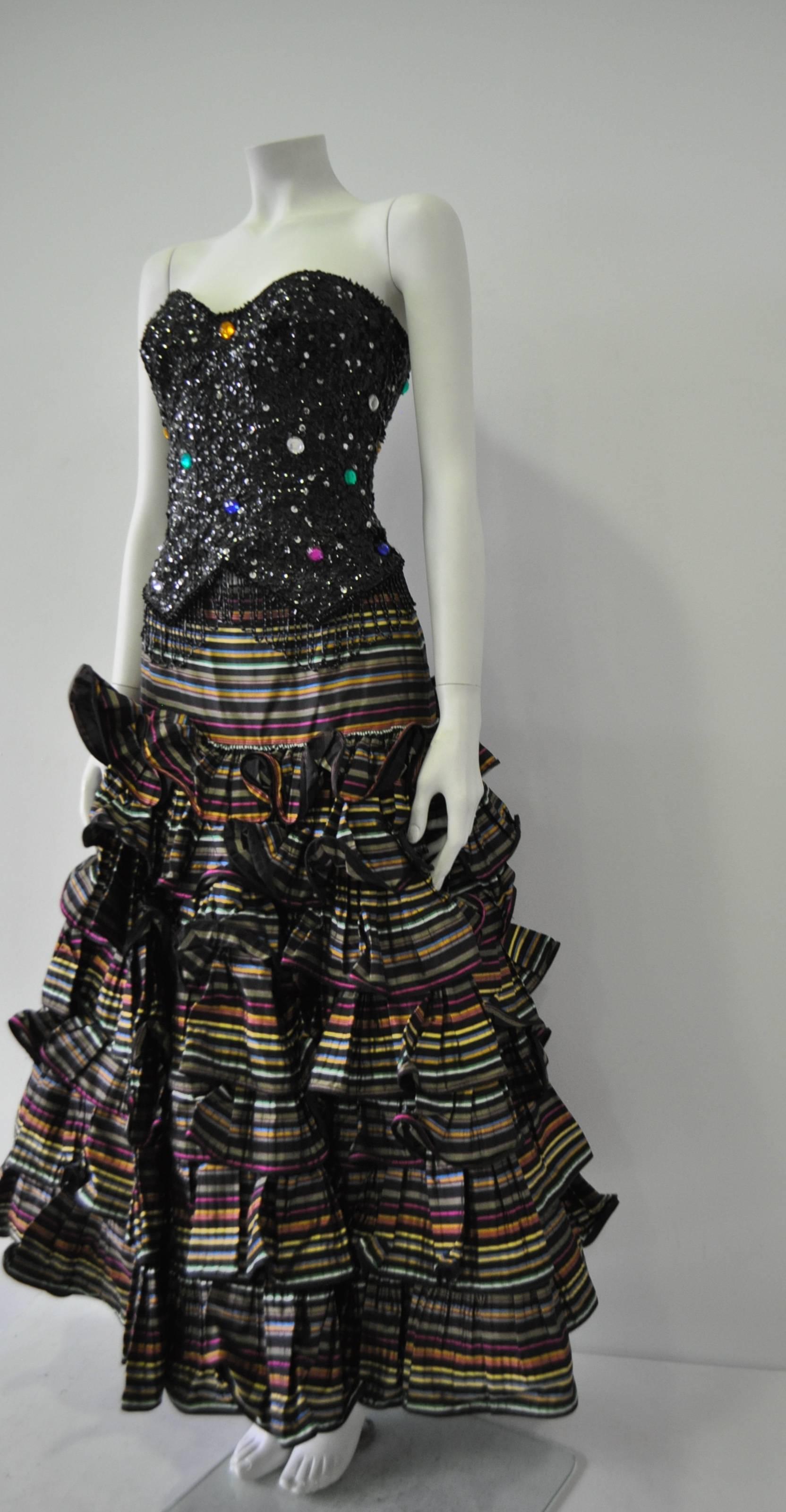 Important Museum Quality Oscar de la Renta Ruffle Tiered Boho Gypsy Skirt 3