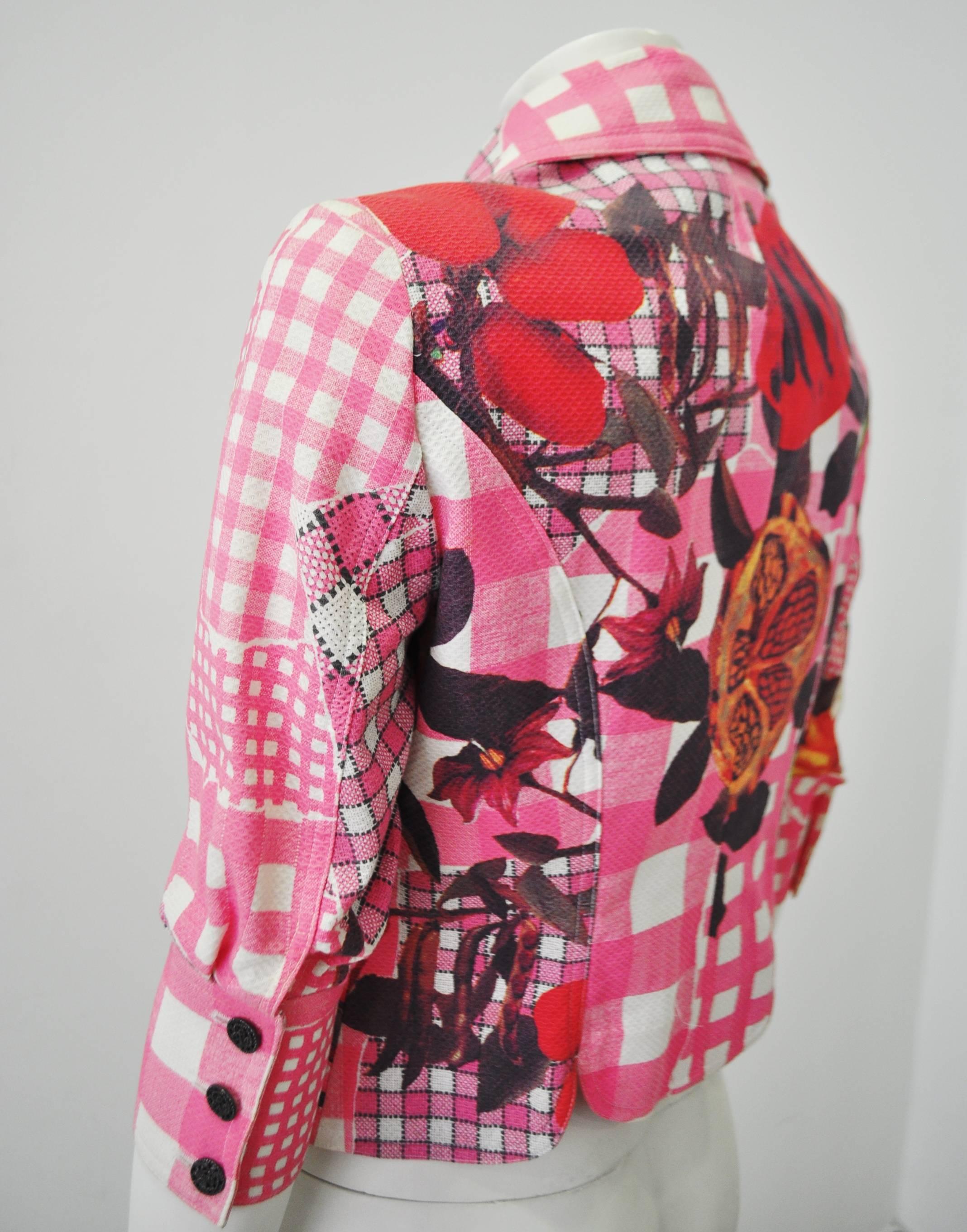 Women's Unique Bazar de Christian Lacroix Floral Check Print Jacket For Sale