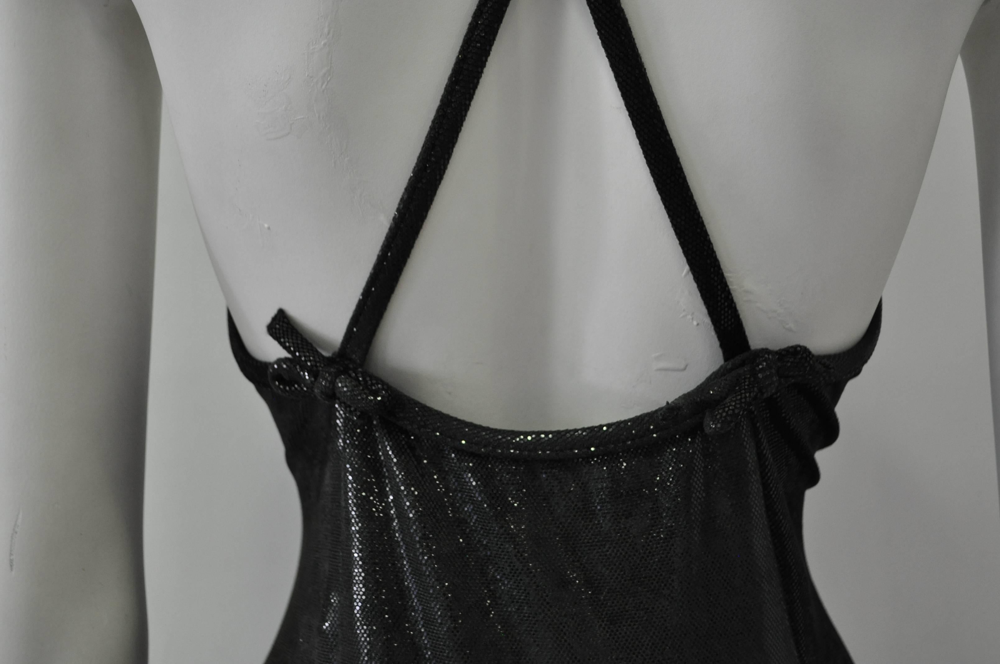 Sultry Sonia Rykiel Shimmery Black Python Print Bustier Swimsuit For Sale 3