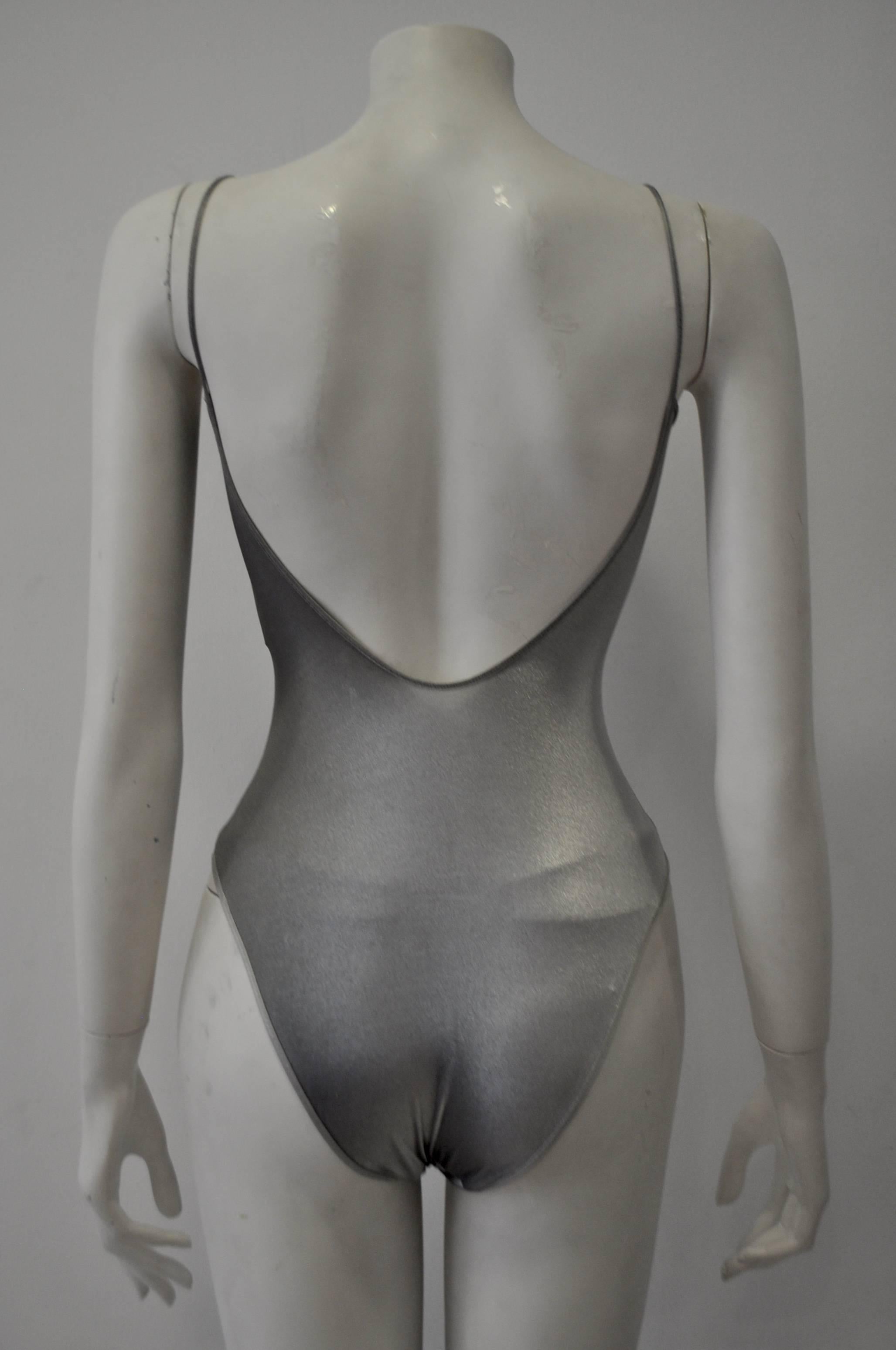 Women's Stunning Silver Gianfranco Ferre Gold Monogram Swimsuit For Sale