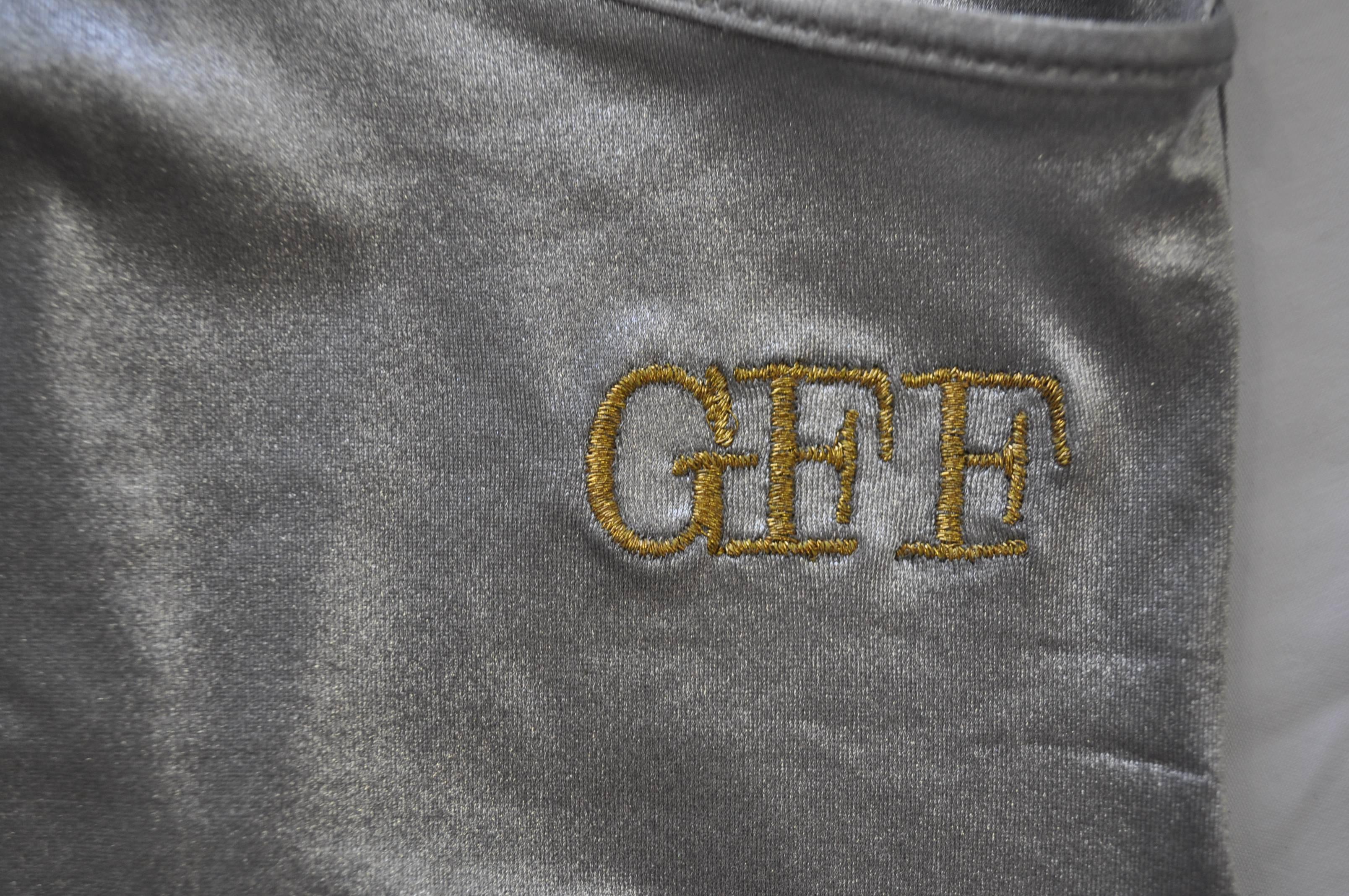 Stunning Silver Gianfranco Ferre Gold Monogram Swimsuit For Sale 1