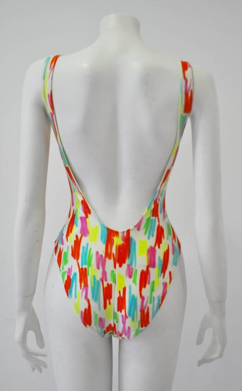 Extremely Rare Gianni Versace Mare White Neon Color Stroke Swimsuit For ...