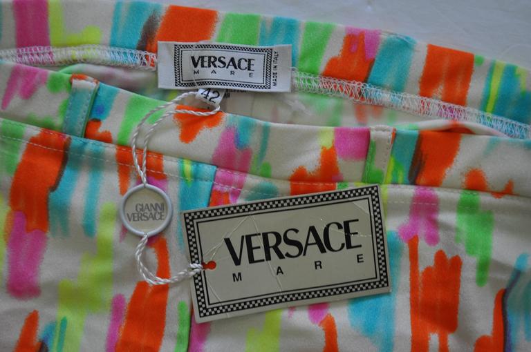 Rare Gianni Versace Mare White Neon Color Stroke Swim Shorts For Sale ...