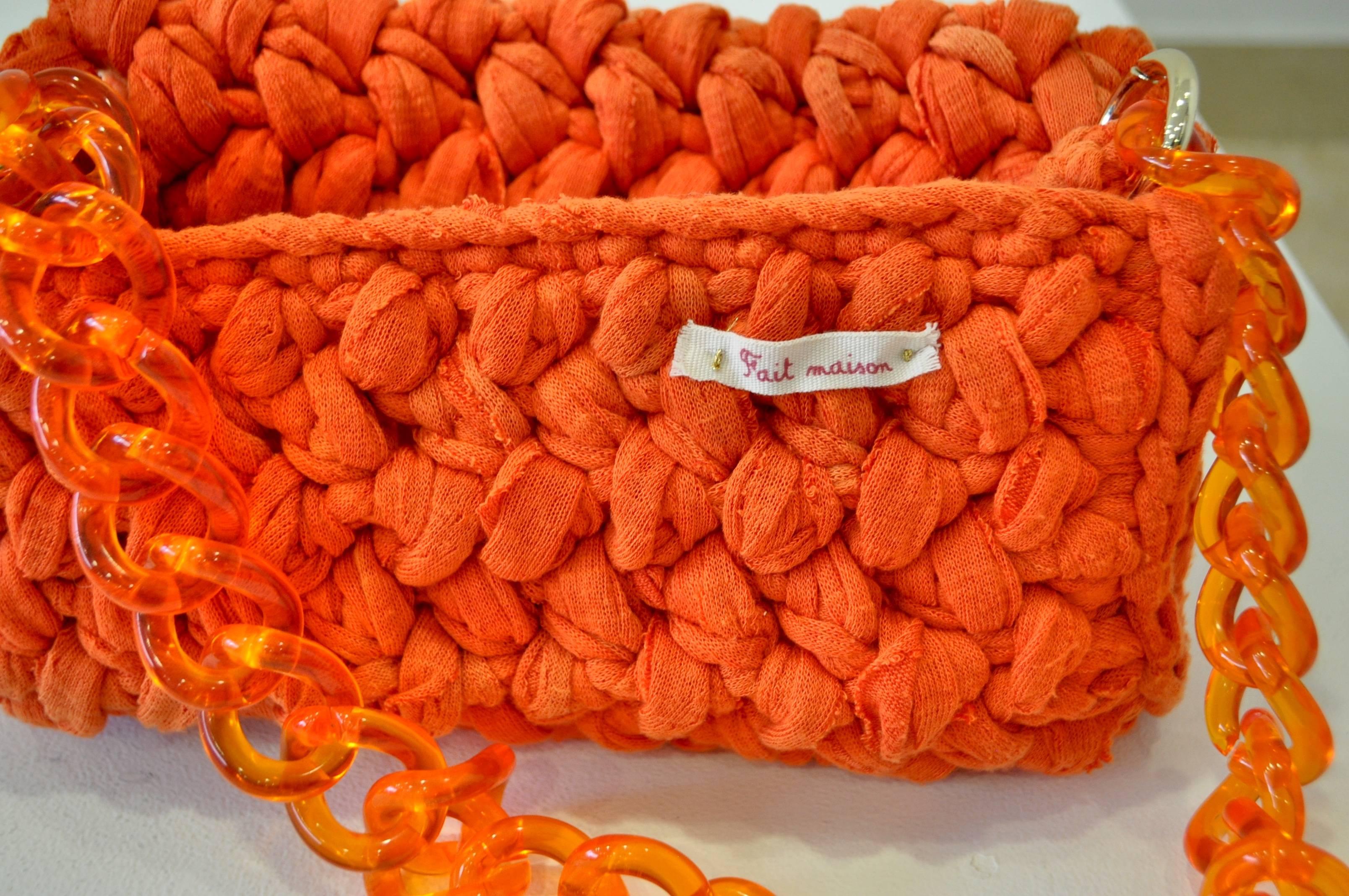 Fresh Fait Maison Designer Inspired Crocheted Handbag In New Condition For Sale In Athens, Agia Paraskevi