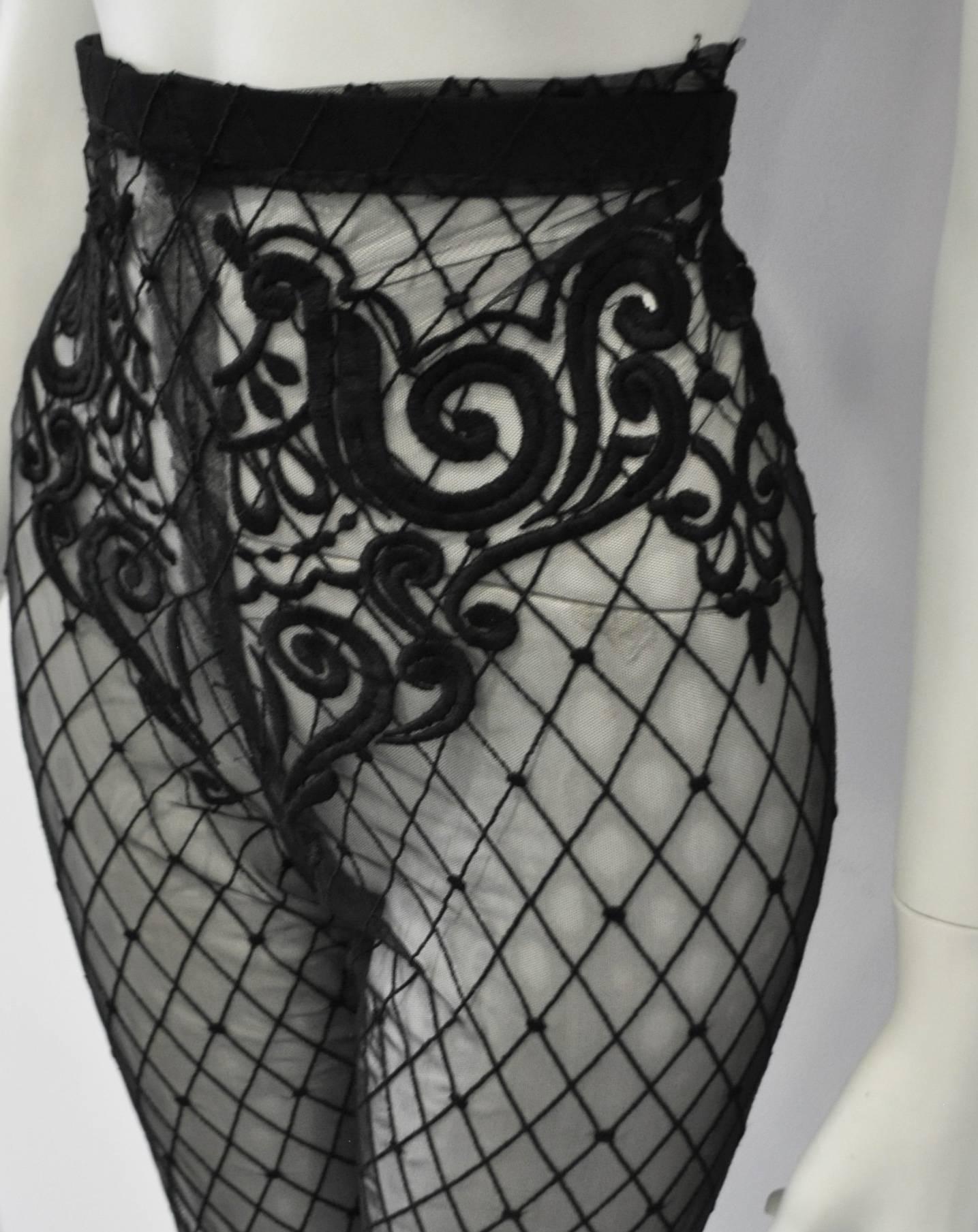 Exceptional Gianni Versace Brocade Pantie Diagonal Pattern Silk Leggings For Sale 1