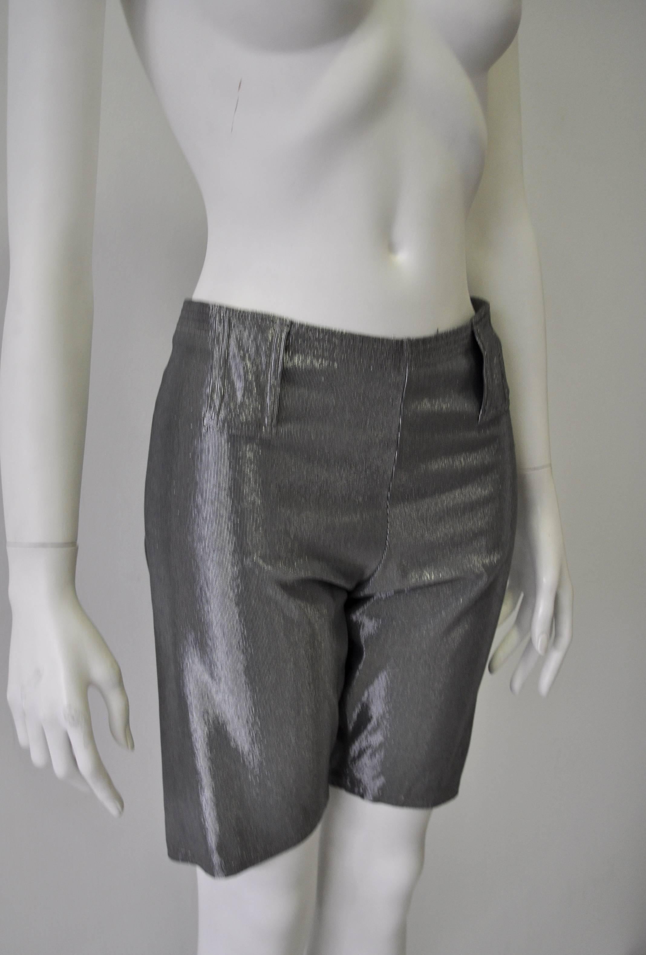 Very Rare Gianni Versace Graphite Lurex Bike Shorts In New Condition For Sale In Athens, Agia Paraskevi