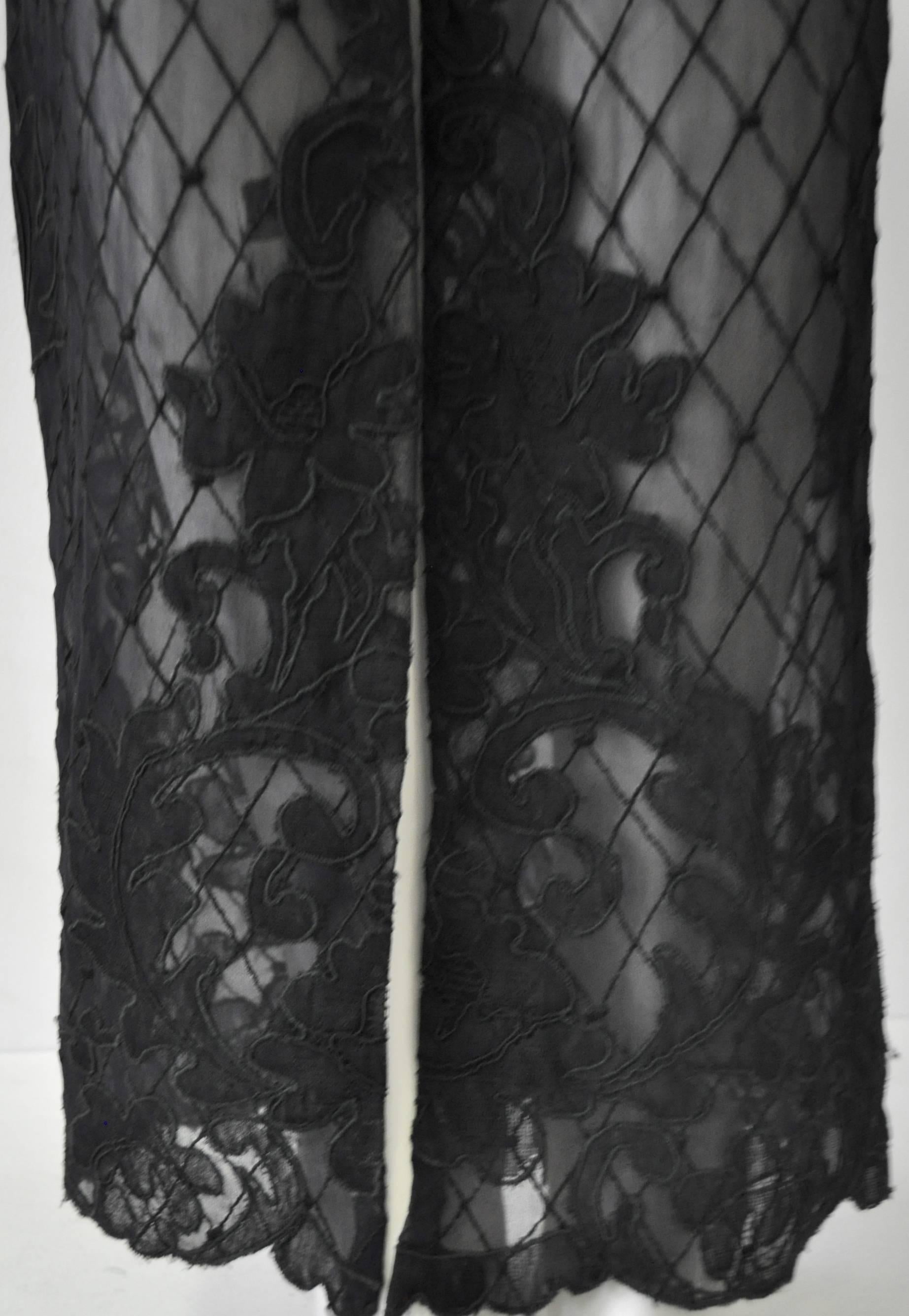Sensational Gianni Versace Couture Netted Silk Floral Lace Hem Maxi Skirt For Sale 1