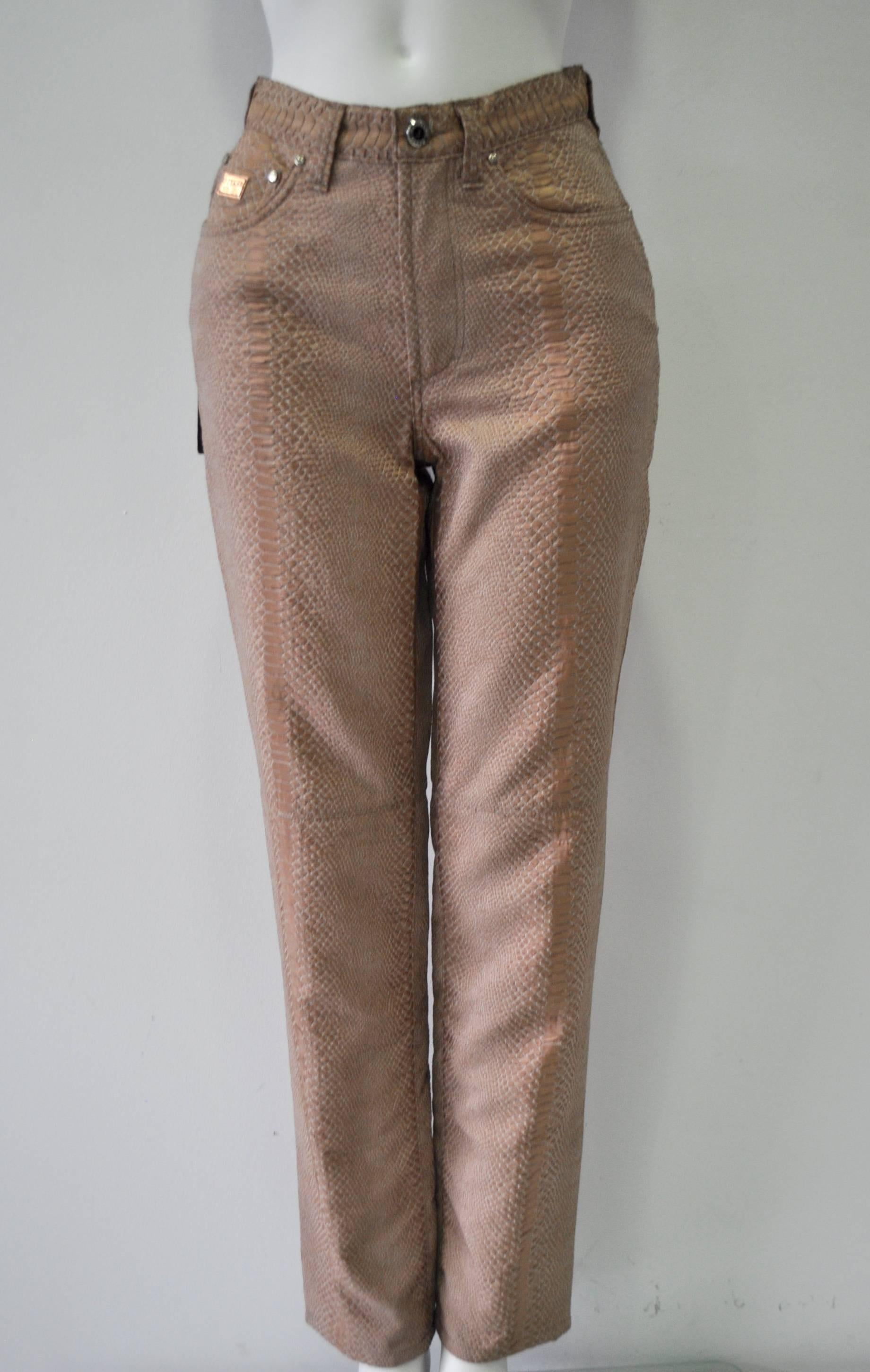 Very Original Gianfranco Ferre Stamped Mod 40011 Lustrous Python Print High Waisted Jeans