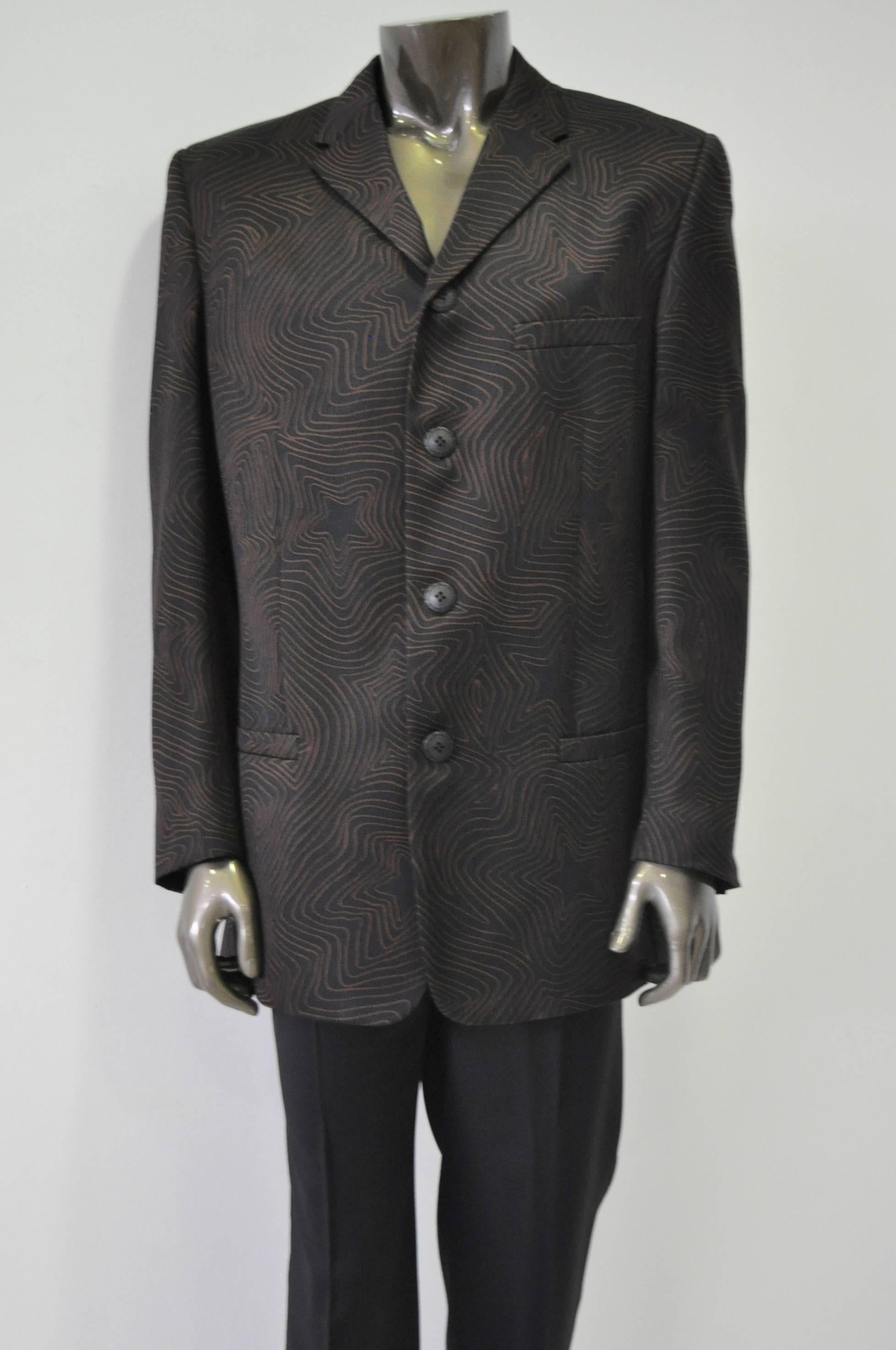 Rare and Exceptional Star Pattern Men's Wool Jacket Featuring Fine 