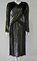 Rare Paco Rabanne Velvet Lame Cross Front Bodycon Disco Era Dress
