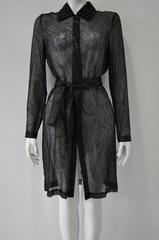 Gianni Versace Couture Sheer and Shimmery Embroidered Silk Shirt Dress