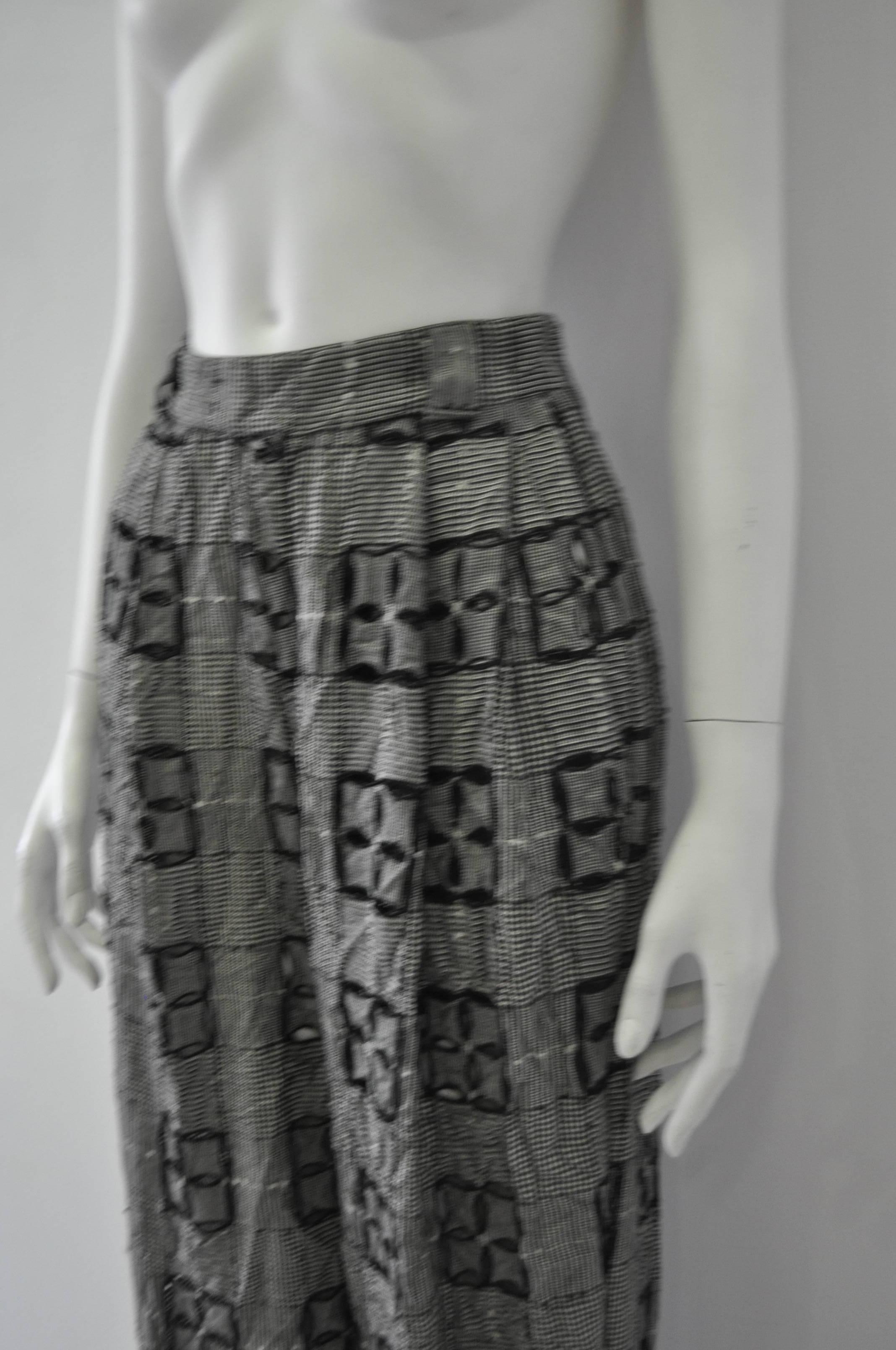 Extremely Original Atelier Versace Black and White Perforated Check Print Pants For Sale 1