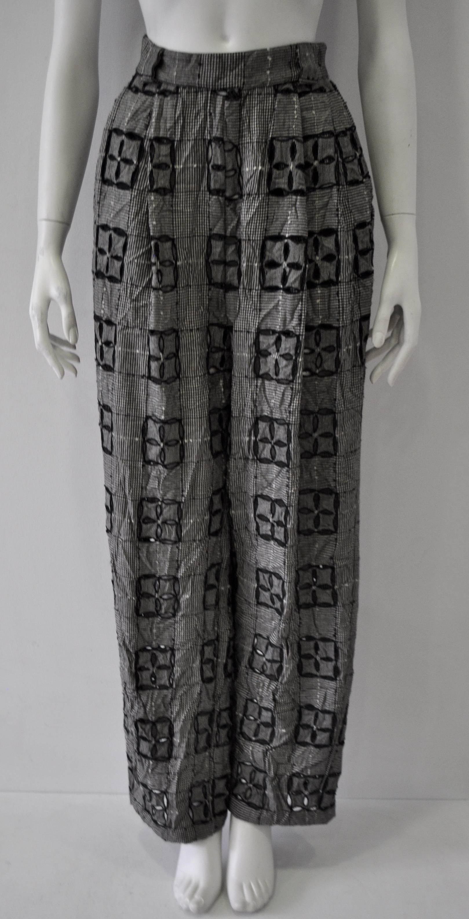 Extremely Original Atelier Versace Black and White Perforated Checked Pants