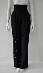 Incredibile Angelo Mozzillo Beaded and Embroidered High Waisted Wool Pants