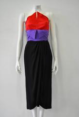 Valentino Bold Colour-Blocked Strapless Cocktail Dress