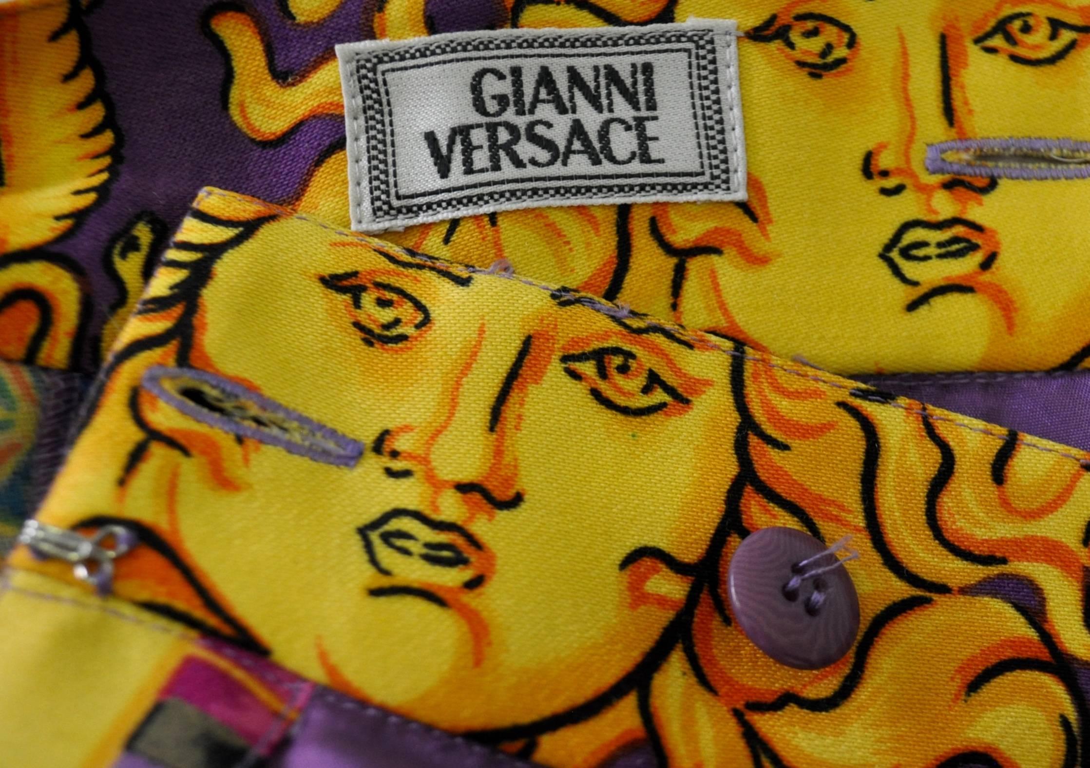 Iconoclastic Gianni Versace Medusa Pop Print High Waisted Pants For Sale 3