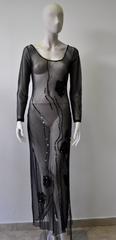 Exclusive Loris Azzaro Sheer Silk Net Hand Embroidered Evening Gown