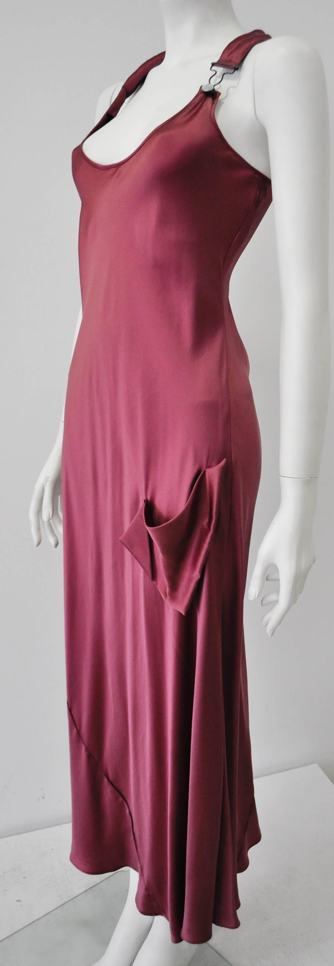 raspberry silk dress