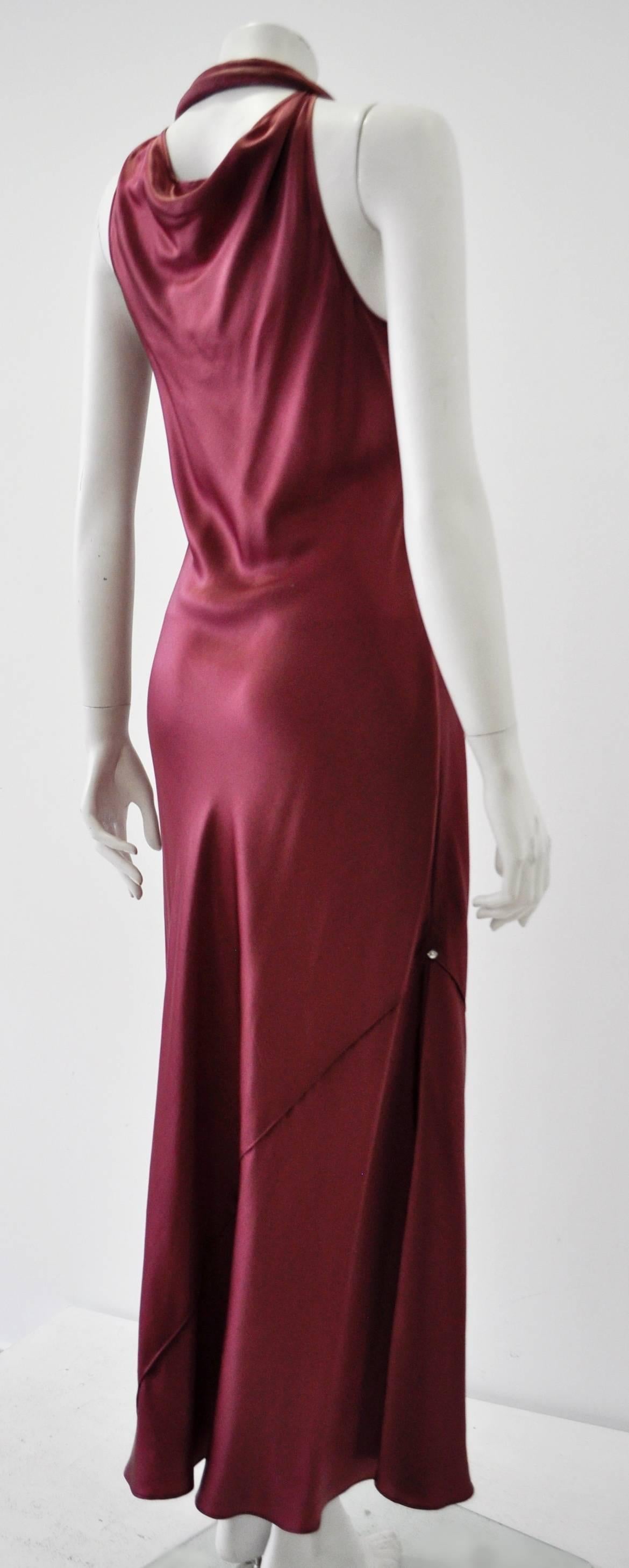 Brown One of a Kind Sonia Rykiel Raspberry Silk Long Dress For Sale