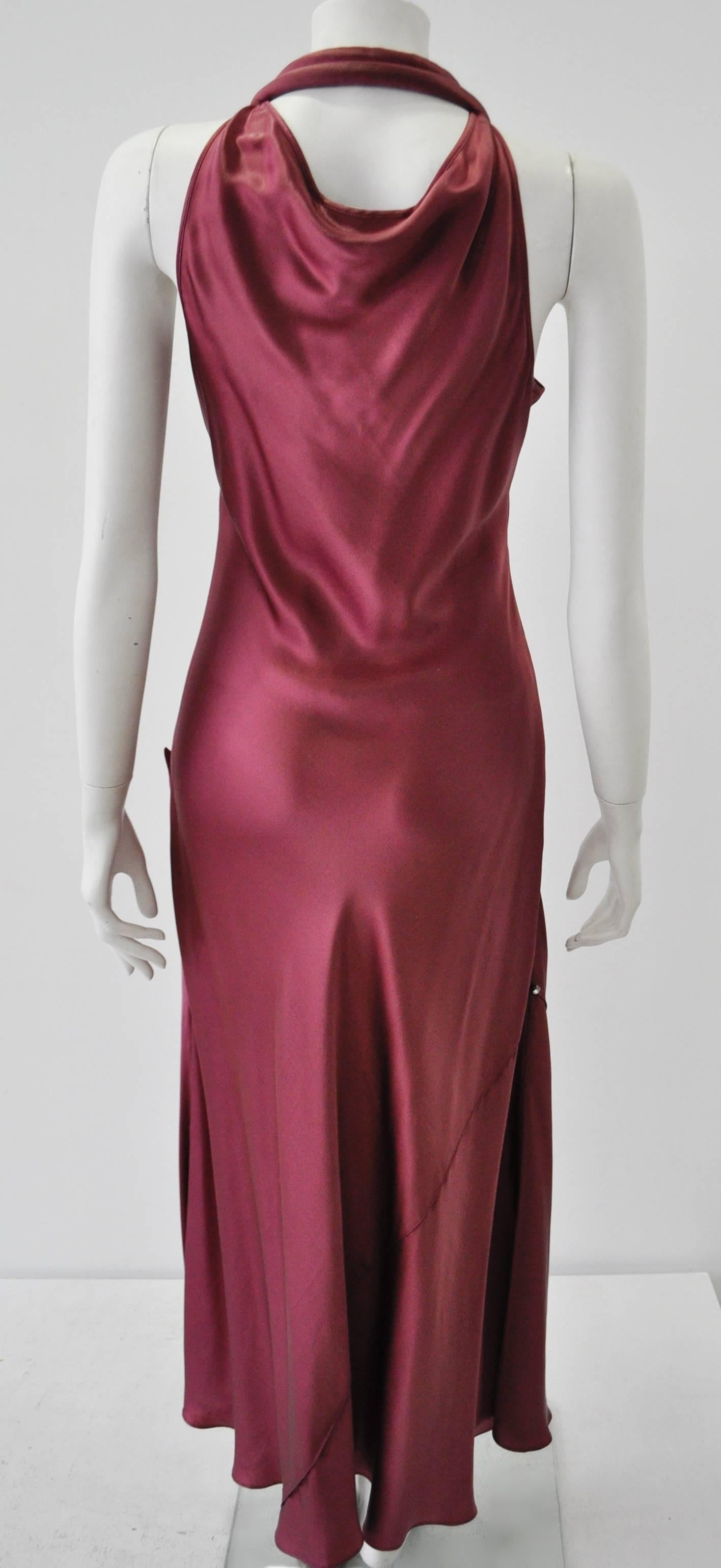 One of a Kind Sonia Rykiel Raspberry Silk Long Dress In New Condition For Sale In Athens, Agia Paraskevi