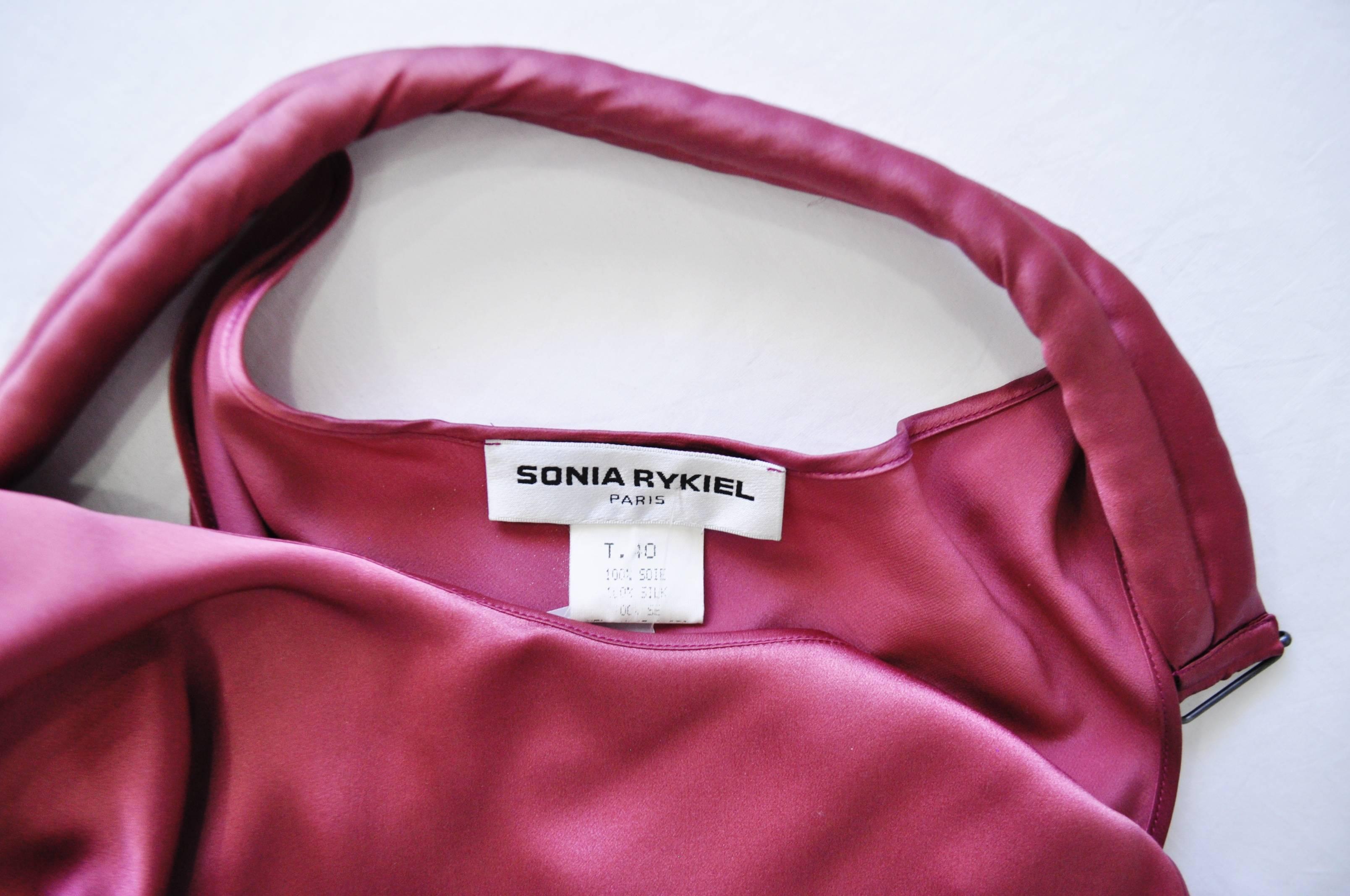 One of a Kind Sonia Rykiel Raspberry Silk Long Dress For Sale 1