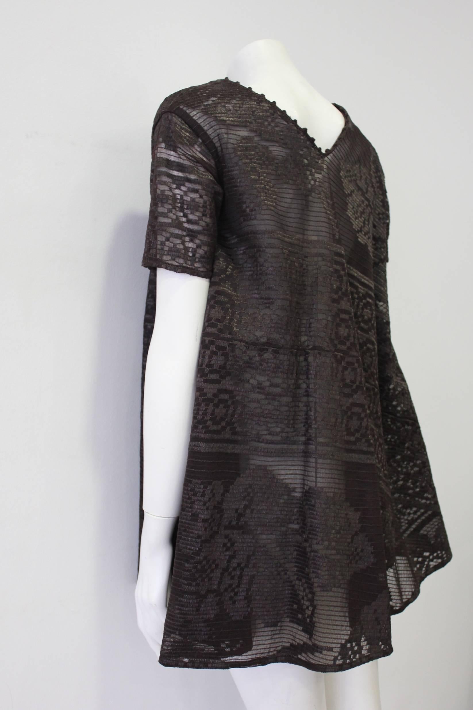 Women's Exceptional Flared Gianfranco Ferre Chocolate Brown Lace Tunic Top For Sale