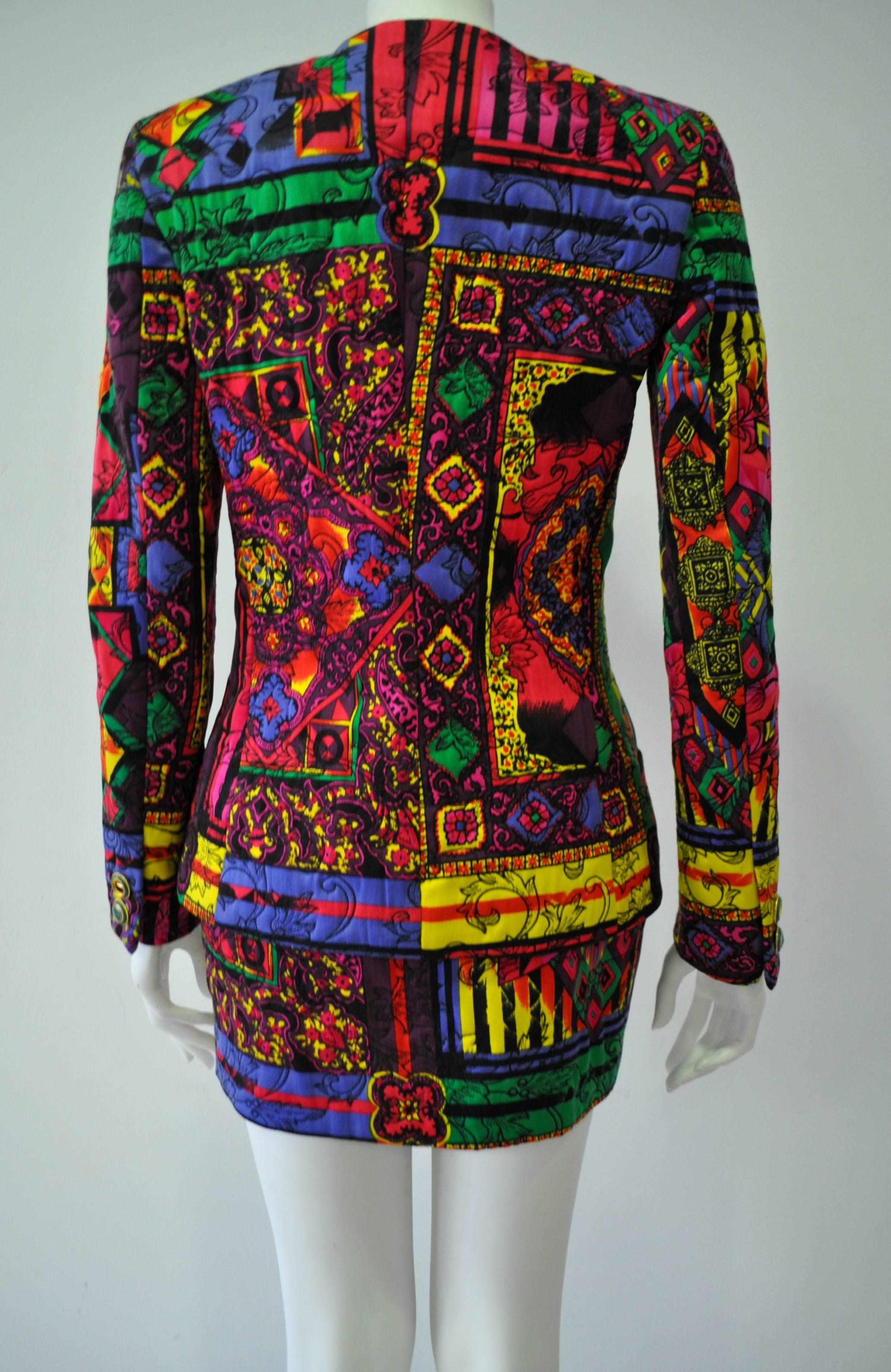 Stunning Gianni Versace Printed Zip Moto Suit In New Condition For Sale In Athens, Agia Paraskevi