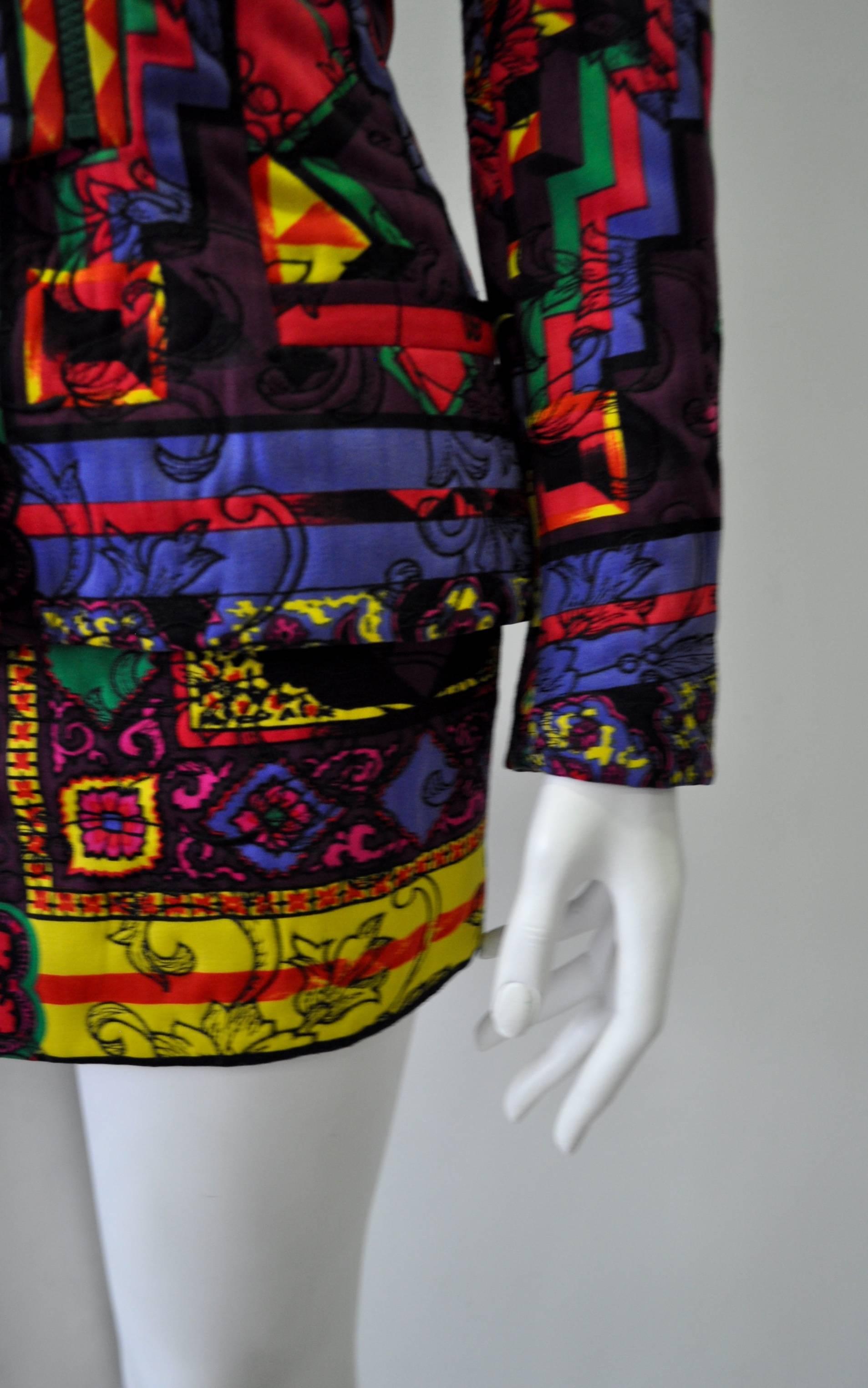 Stunning Gianni Versace Printed Zip Moto Suit For Sale 2