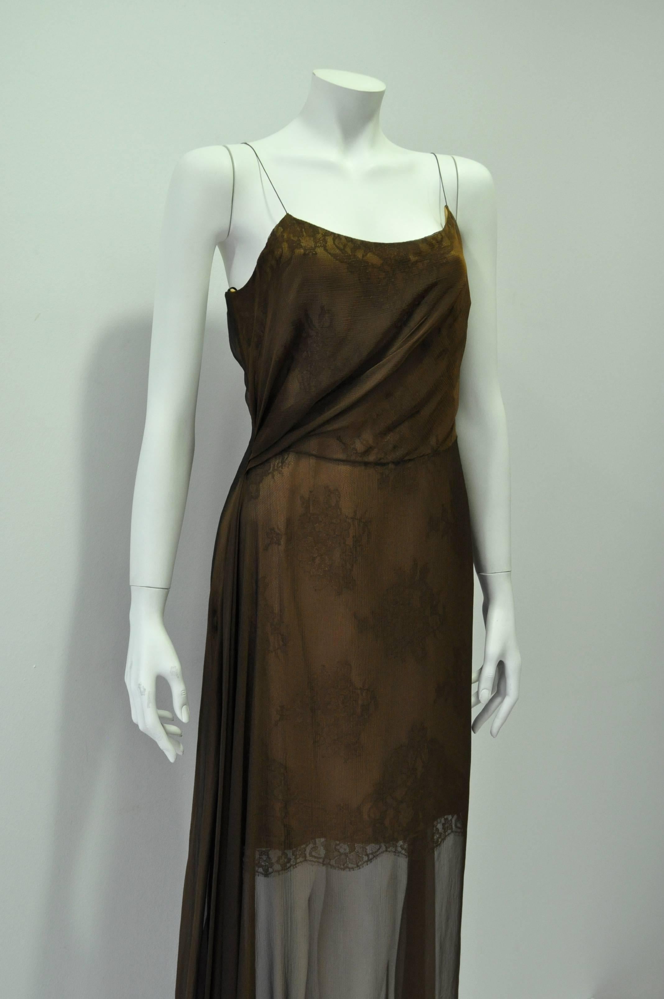 copper chiffon dress