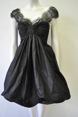 Haute Oscar de la Renta Black Silk Taffeta Bubble Cocktail Dress