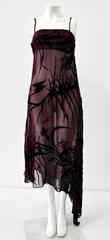 Mod Angelo Mozzillo Sheer Burgundy Burnt Out Velvet Dress