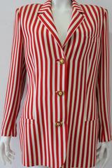 Outstanding Gianni Versace Couture Candy Striped Wool Blazer