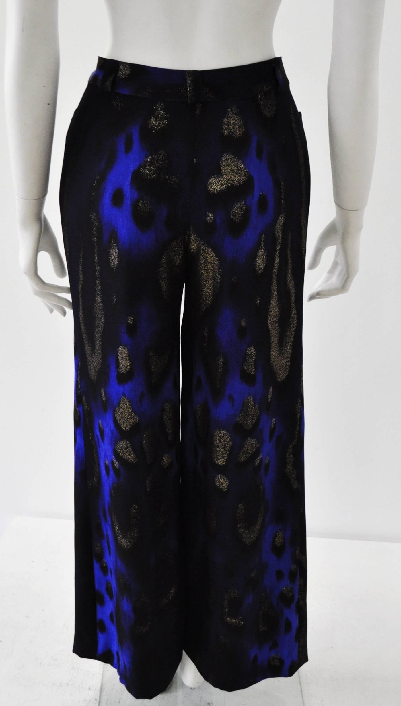 Black Very Rare Atelier Versace Hand Painted Silk Palazzo Pants For Sale