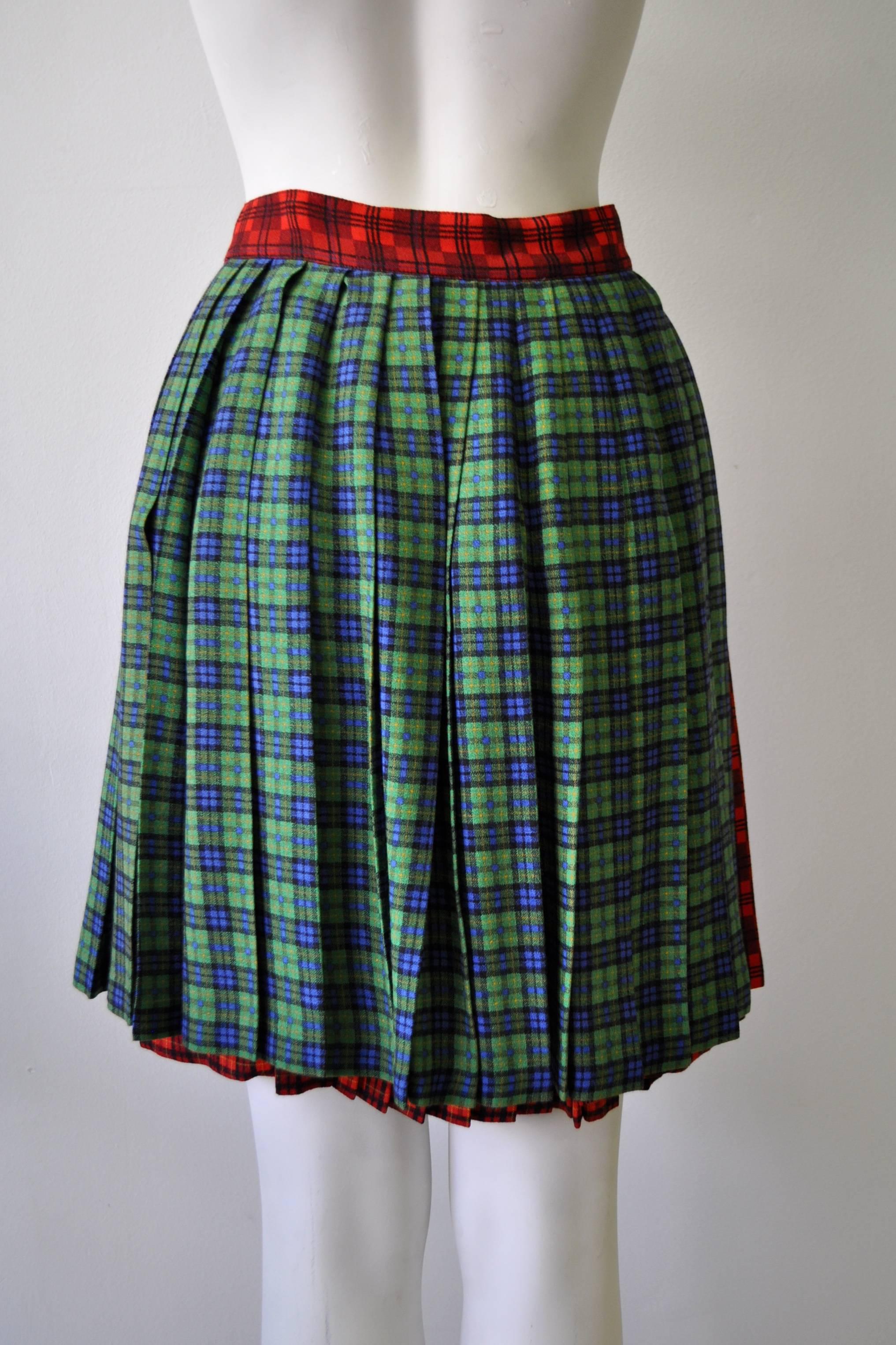 Red Important Gianni Versace Couture Bondage Collection Tartan Wrap Skirt For Sale