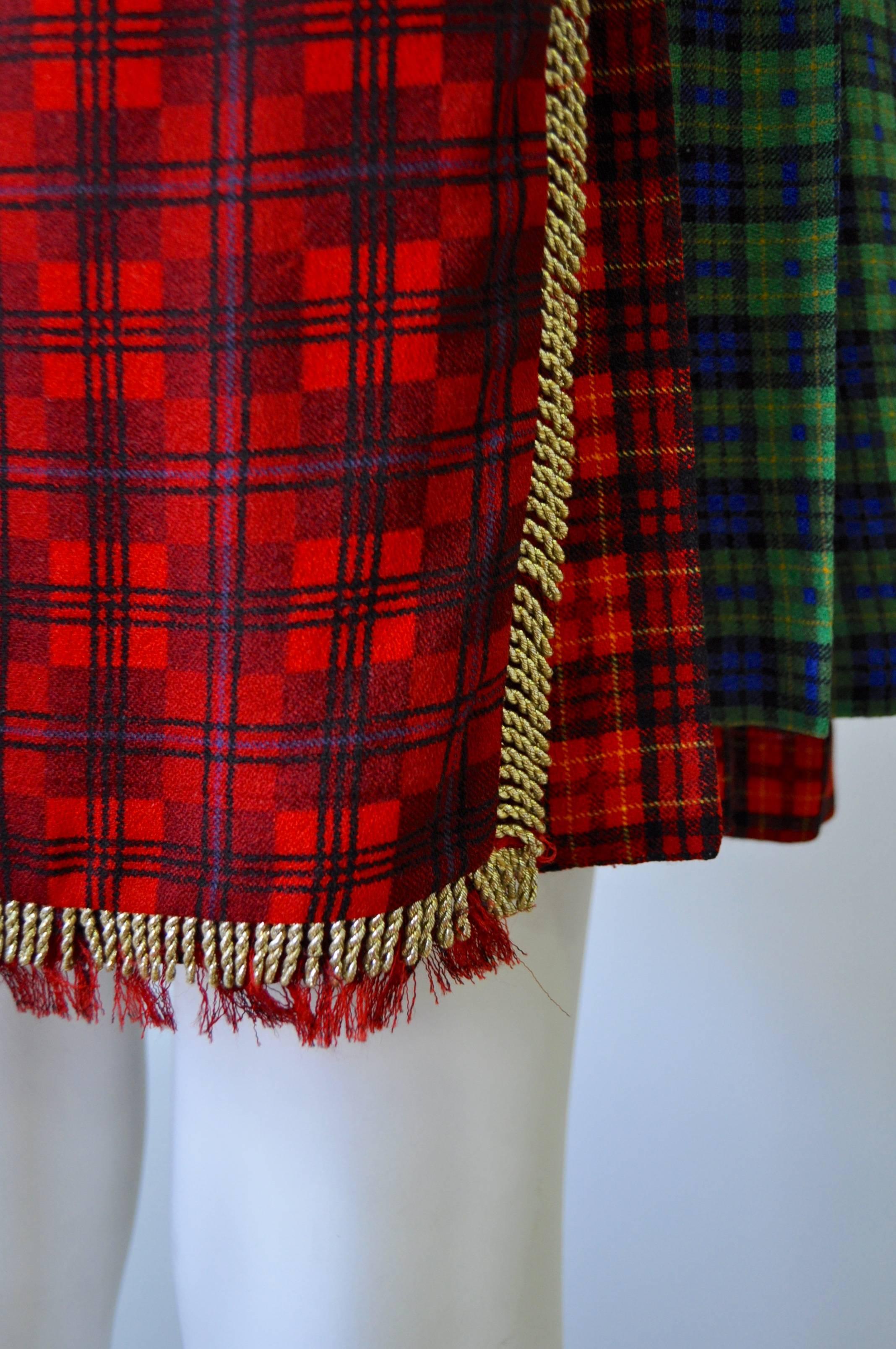 Important Gianni Versace Couture Bondage Collection Tartan Wrap Skirt In New Condition For Sale In Athens, Agia Paraskevi