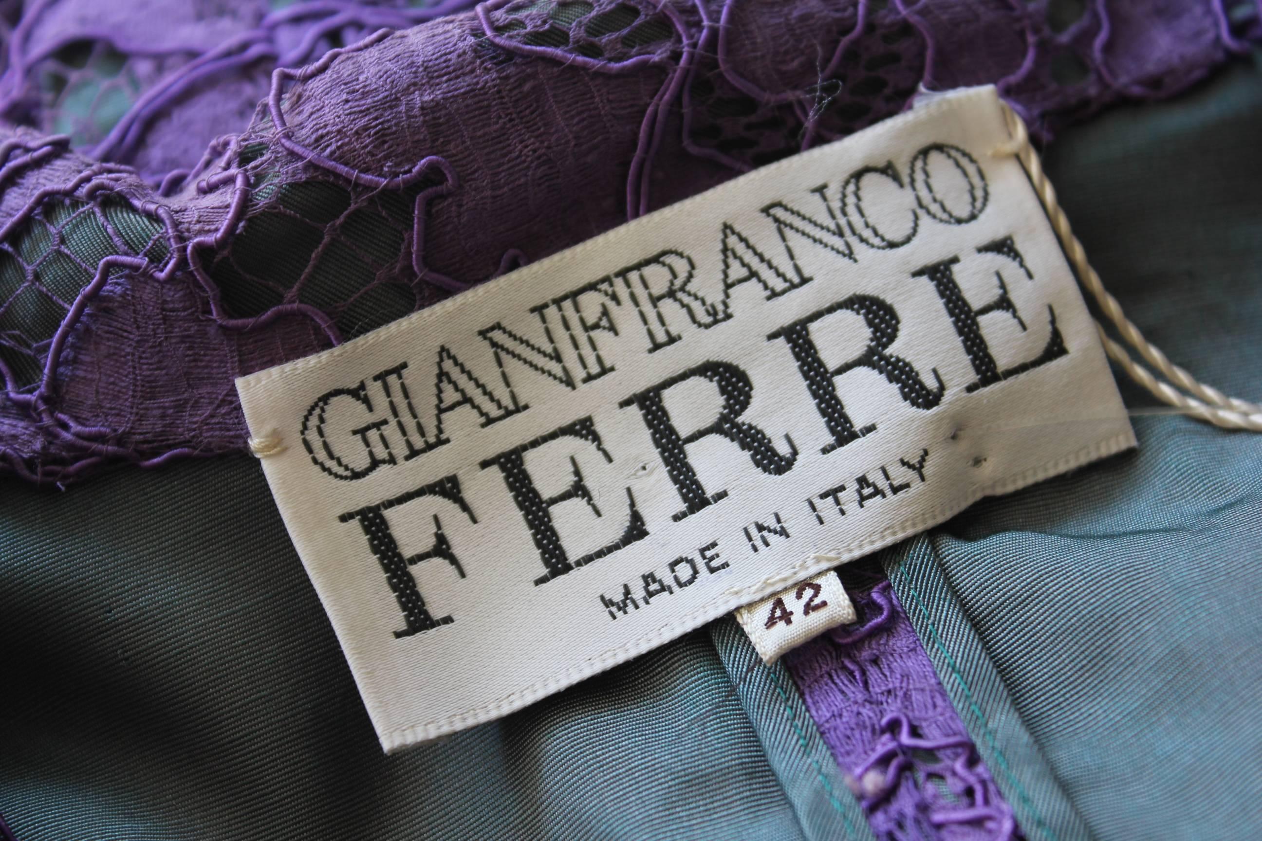 Exquisite Gianfranco Ferre Royal Purple Lace Jacket For Sale 3