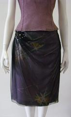 Unique Gianni Versace Couture Mesh Overlay Design Studded Detail Skirt