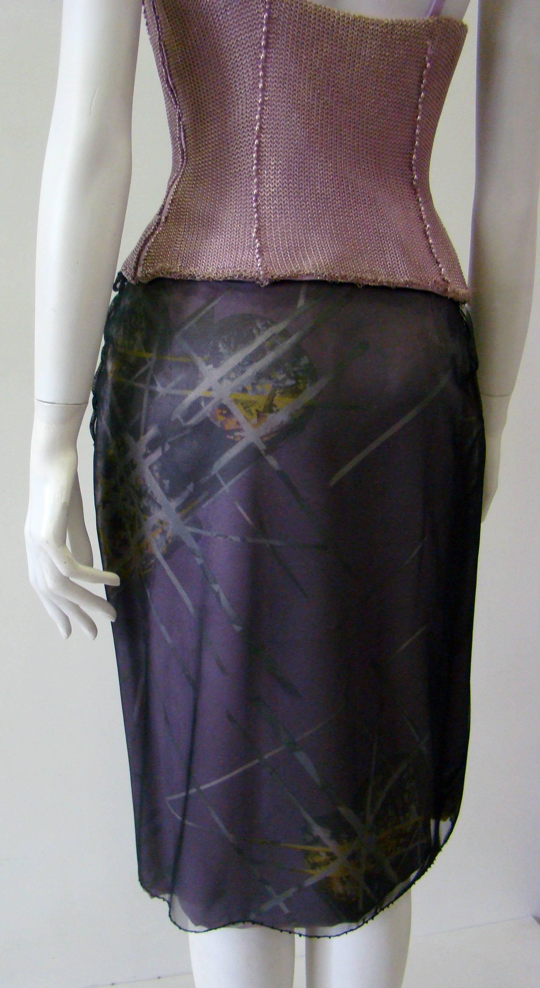 Unique Gianni Versace Couture Mesh Overlay Design Studded Detail Skirt In New Condition For Sale In Athens, Agia Paraskevi