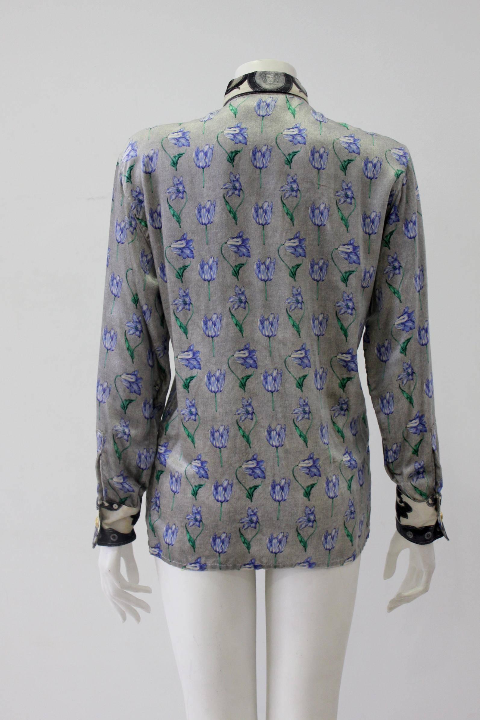 Women's Important Gianni Versace Couture Baroque Print Velvet Shirt For Sale