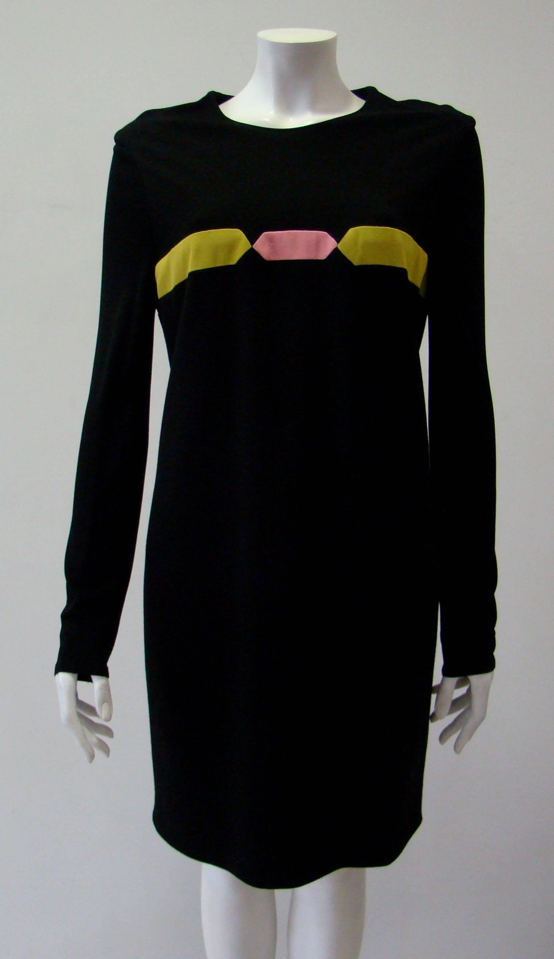 Black Gianni Versaxe Couture Colore-Blocked Shift Dress Fall 1997 For Sale