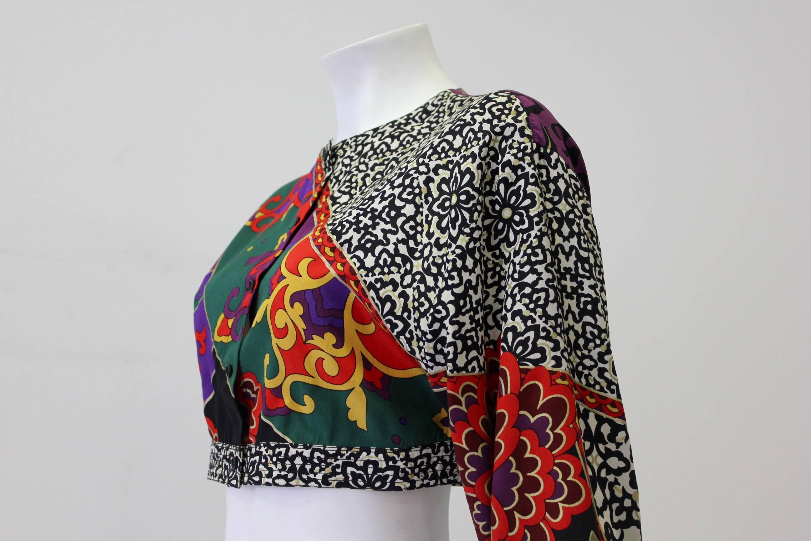 Women's Gianni Versace Cropped Silk Jacket Spring 1987 For Sale