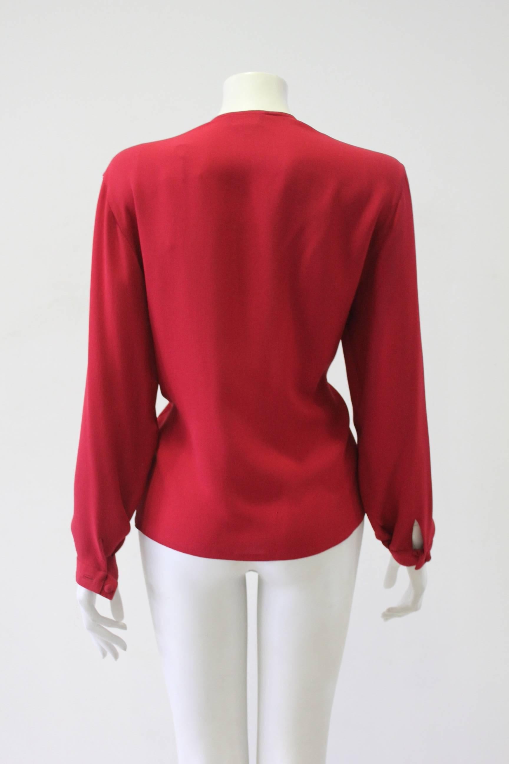 Women's Gianni Versace Red Silk Shirt  For Sale