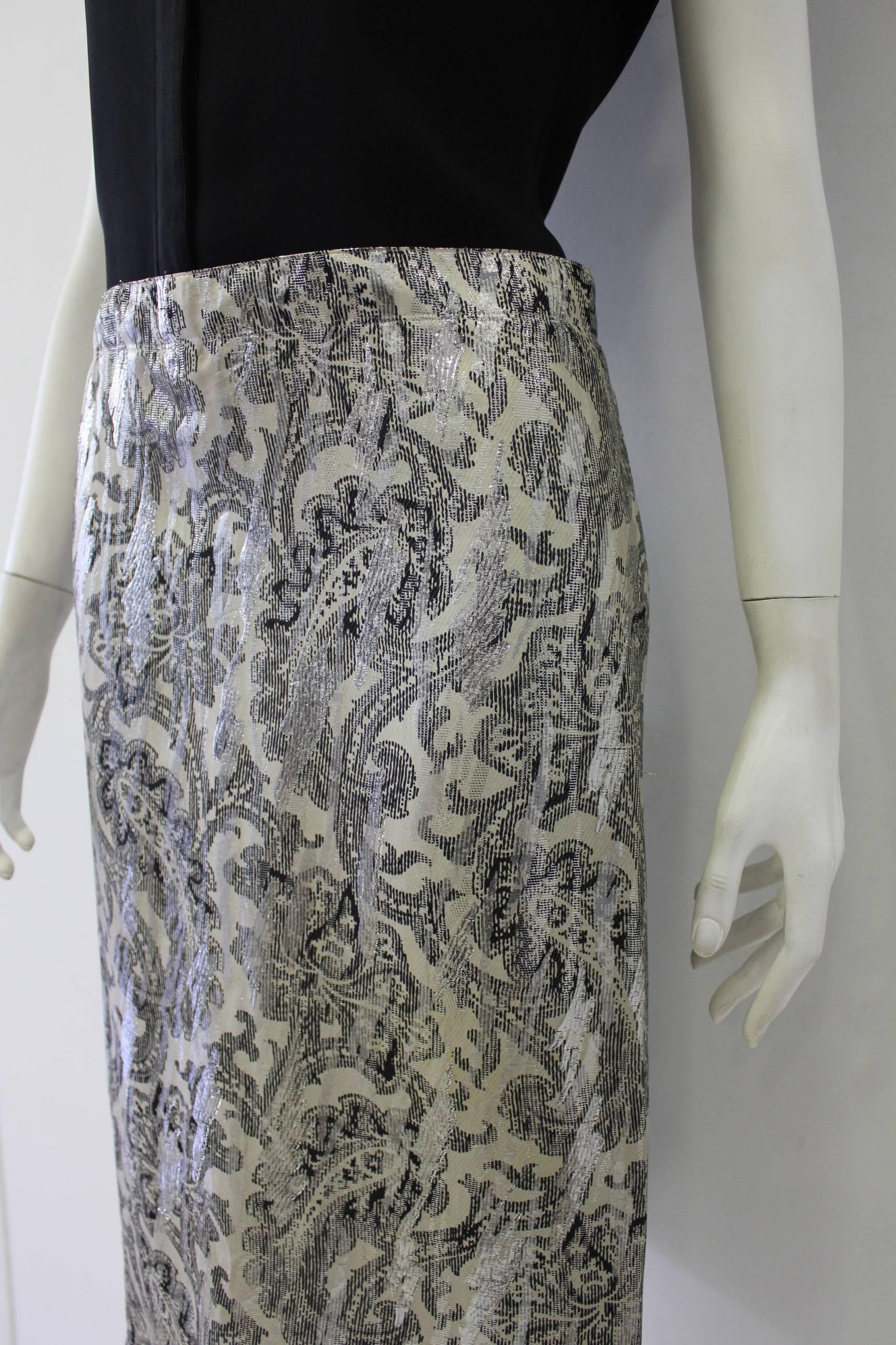 Early Gianni Versace Silk Lame Printed Dress 1984 For Sale 1