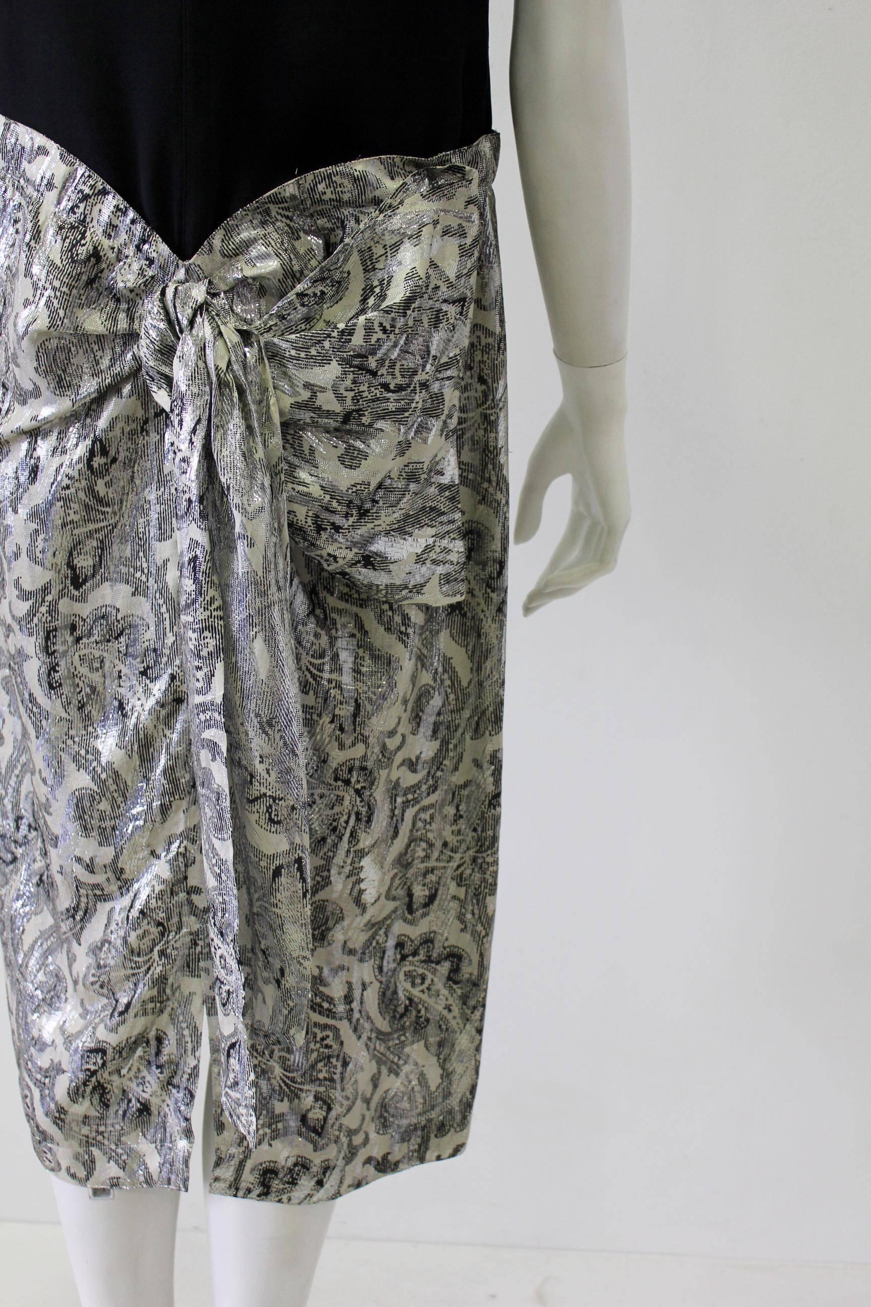 Women's Early Gianni Versace Silk Lame Printed Dress 1984 For Sale