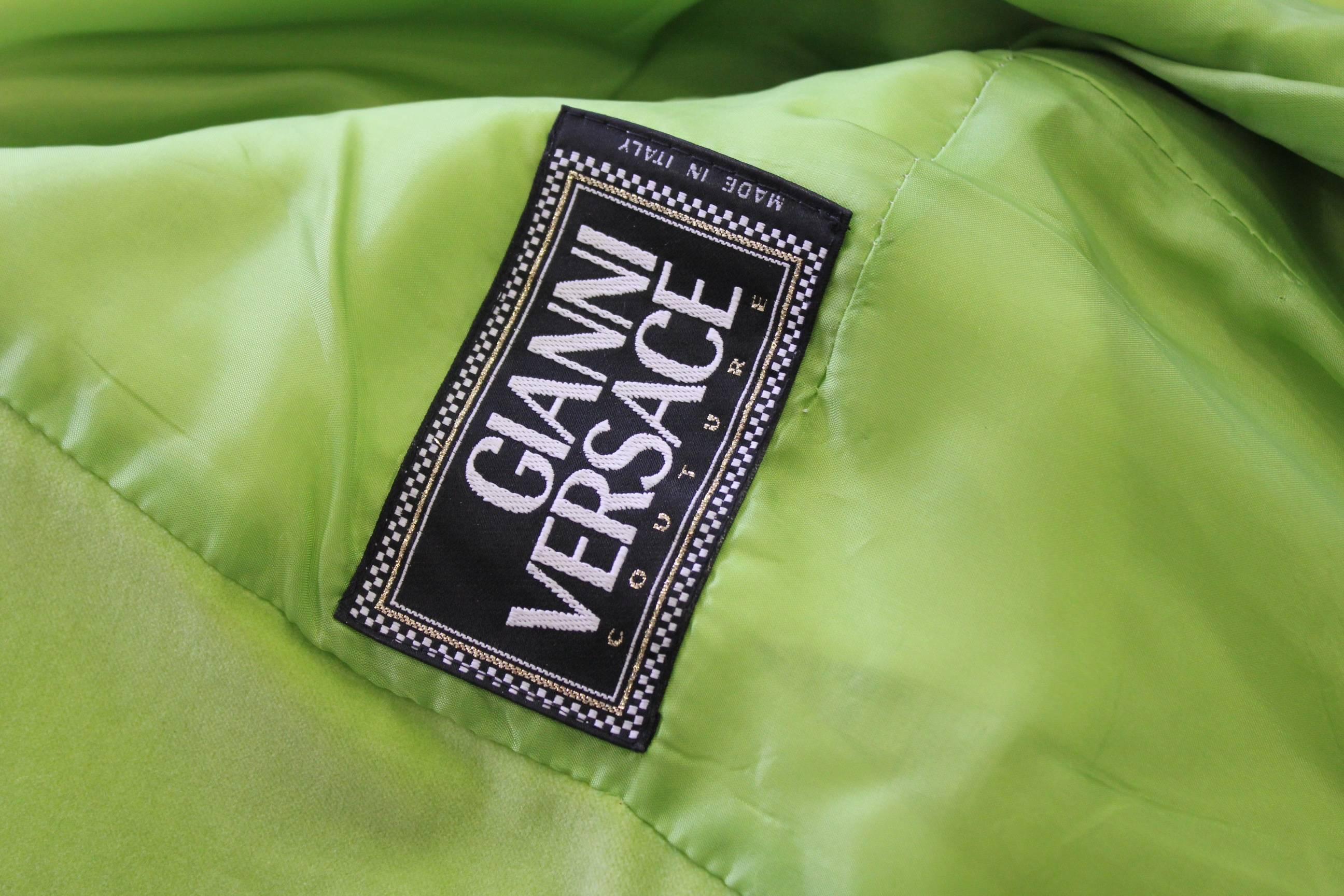 Gianni Versace Couture Lime Velvet Suit Winter 1996 For Sale 3