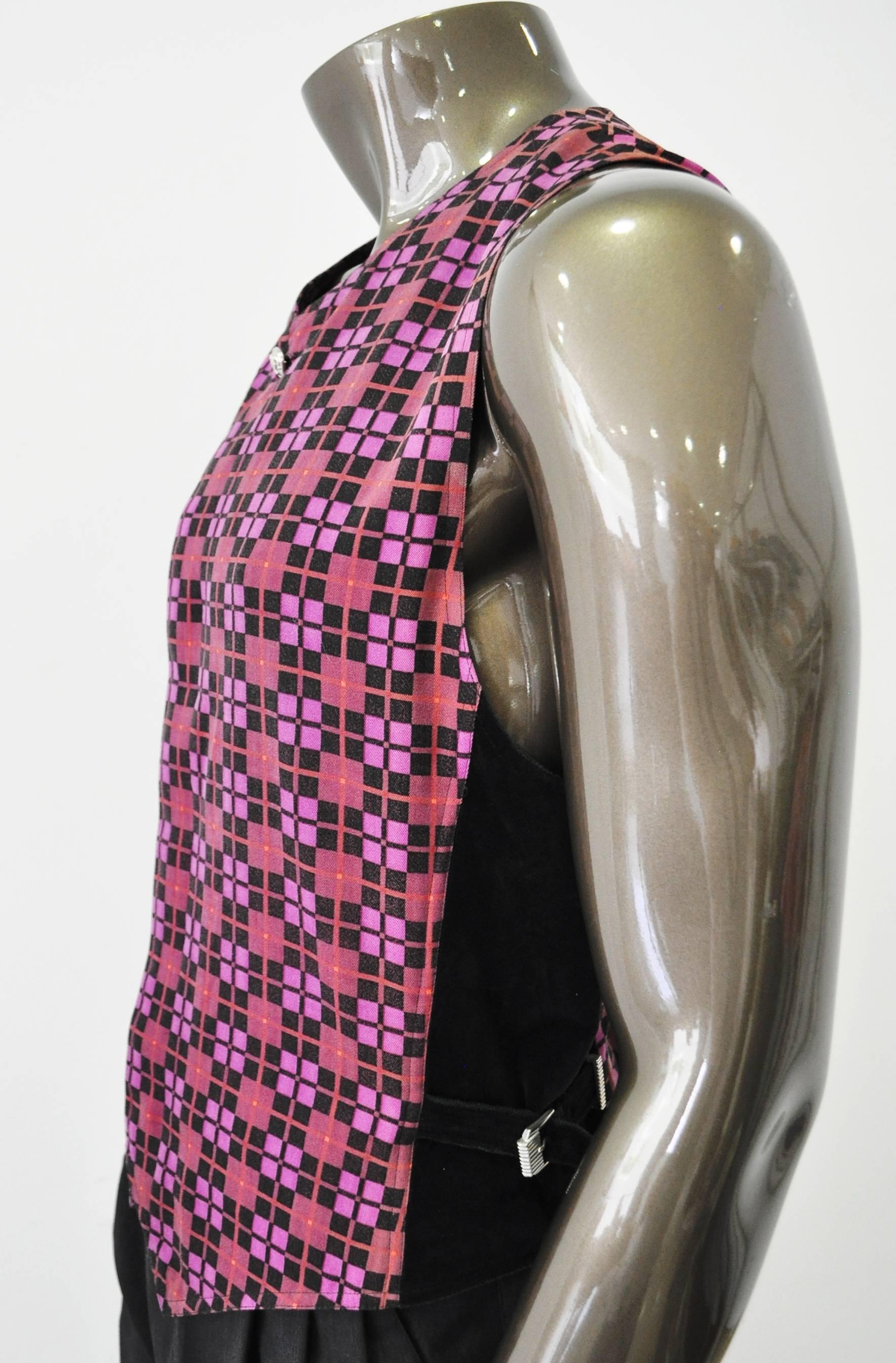 Rare Istante by Gianni Versace Checked Waistcoat With Black Velvet Sides Fall 1992