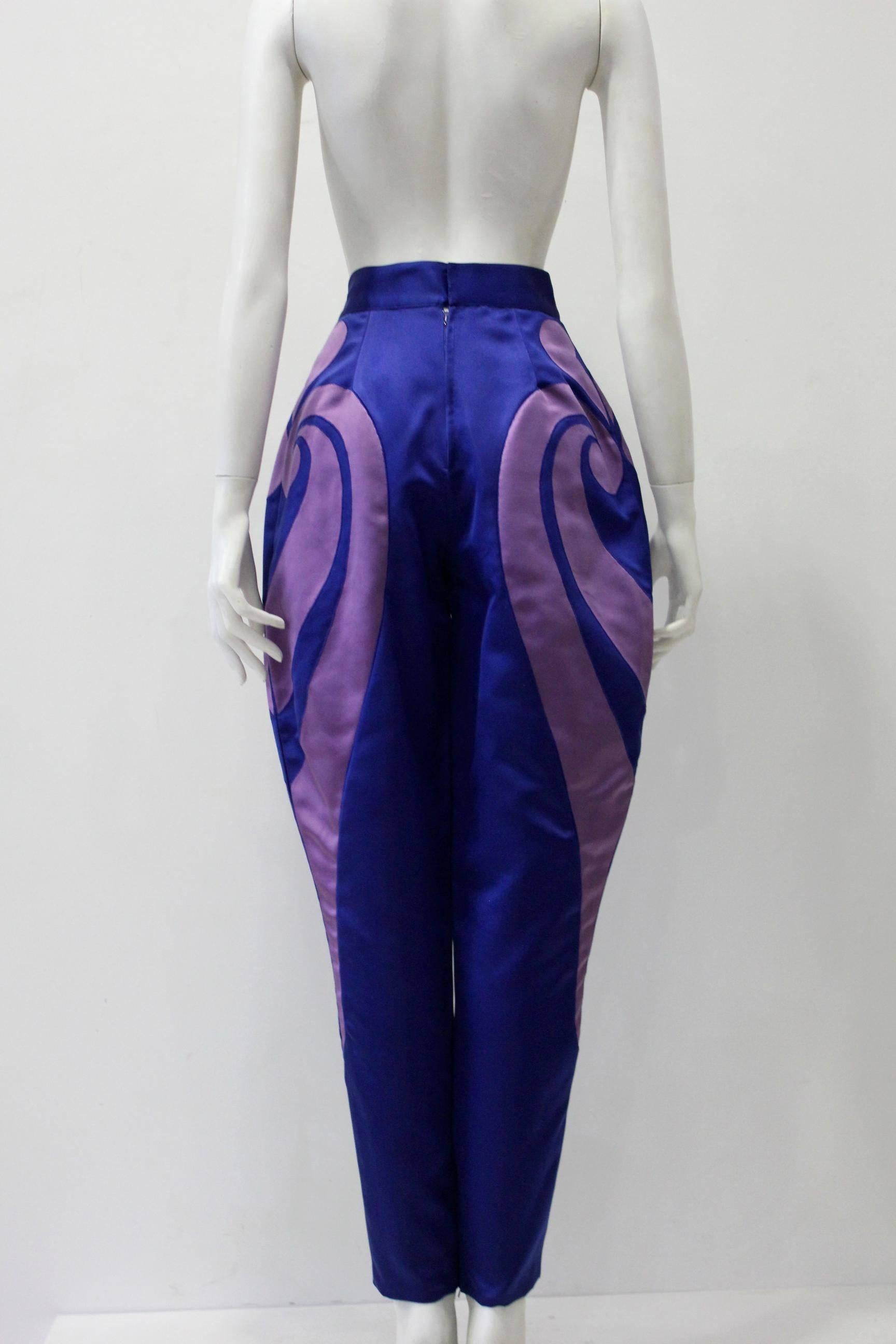One Of A Kind Gianni Versace Silk Applique Jodhpurs Spring 1990 For Sale 1