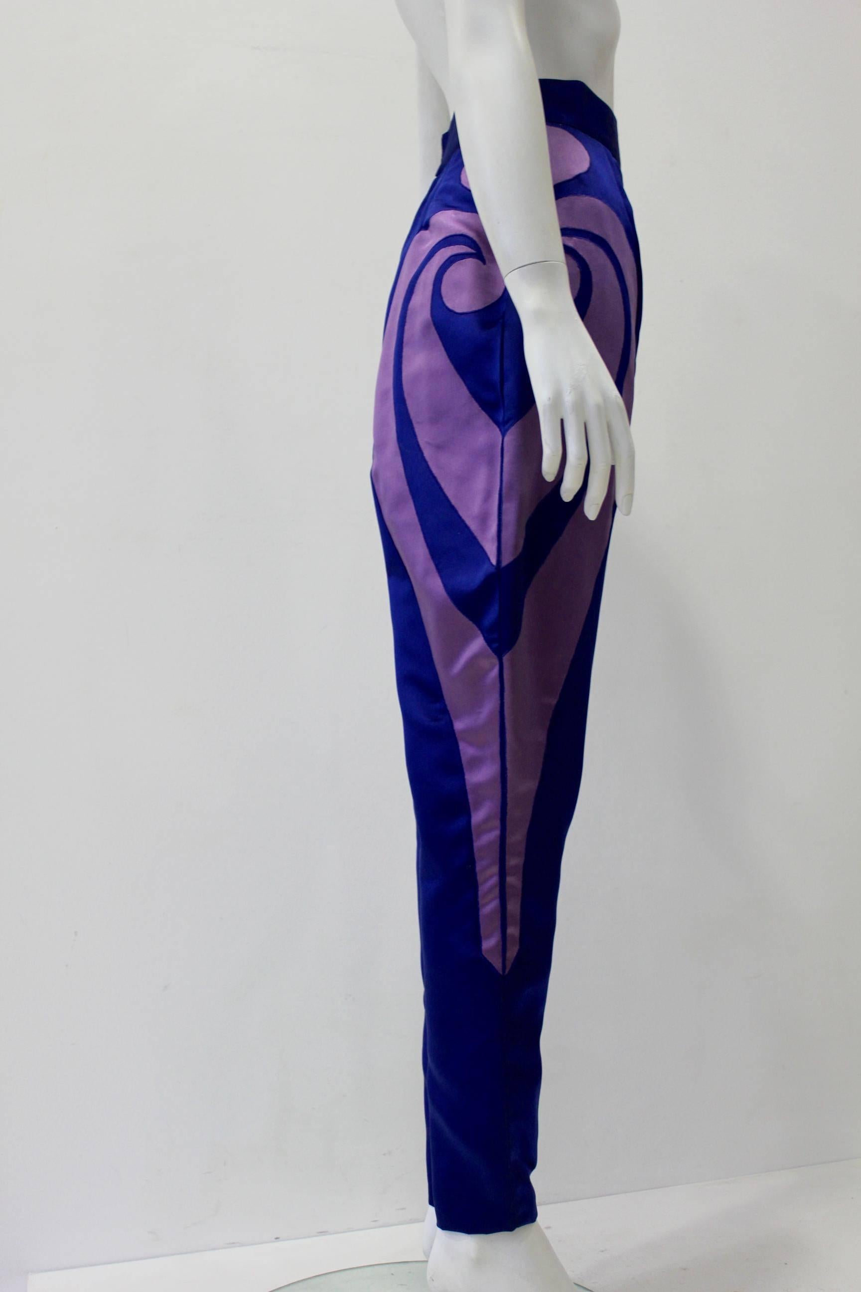 Purple One Of A Kind Gianni Versace Silk Applique Jodhpurs Spring 1990 For Sale