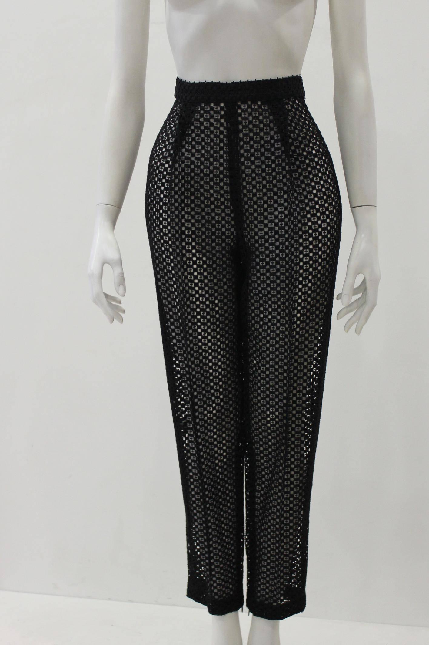 Istante By Gianni Versace Black Net Pants  In New Condition For Sale In Athens, Agia Paraskevi