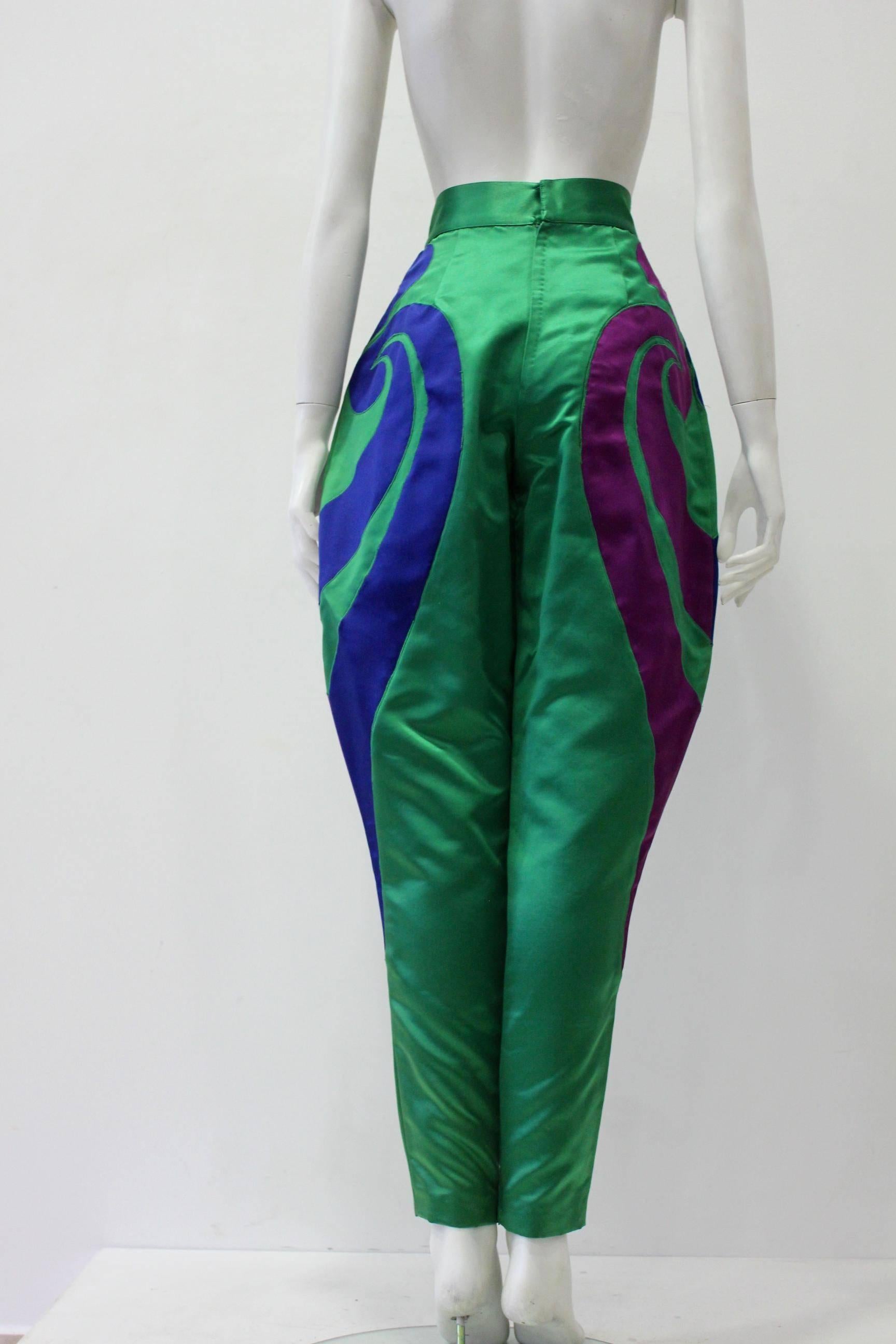 One Of A Kind Gianni Versace Silk Applique Jodhpurs Spring 1990 For Sale 1